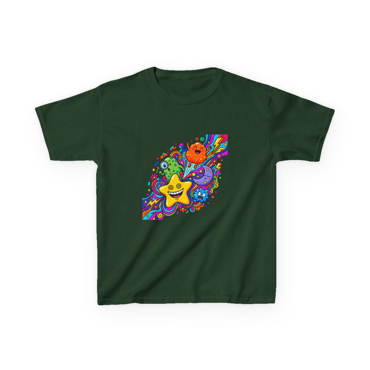 Kids Psychedelic Monster Tee - Vibrant Cartoon Doodle Shirt