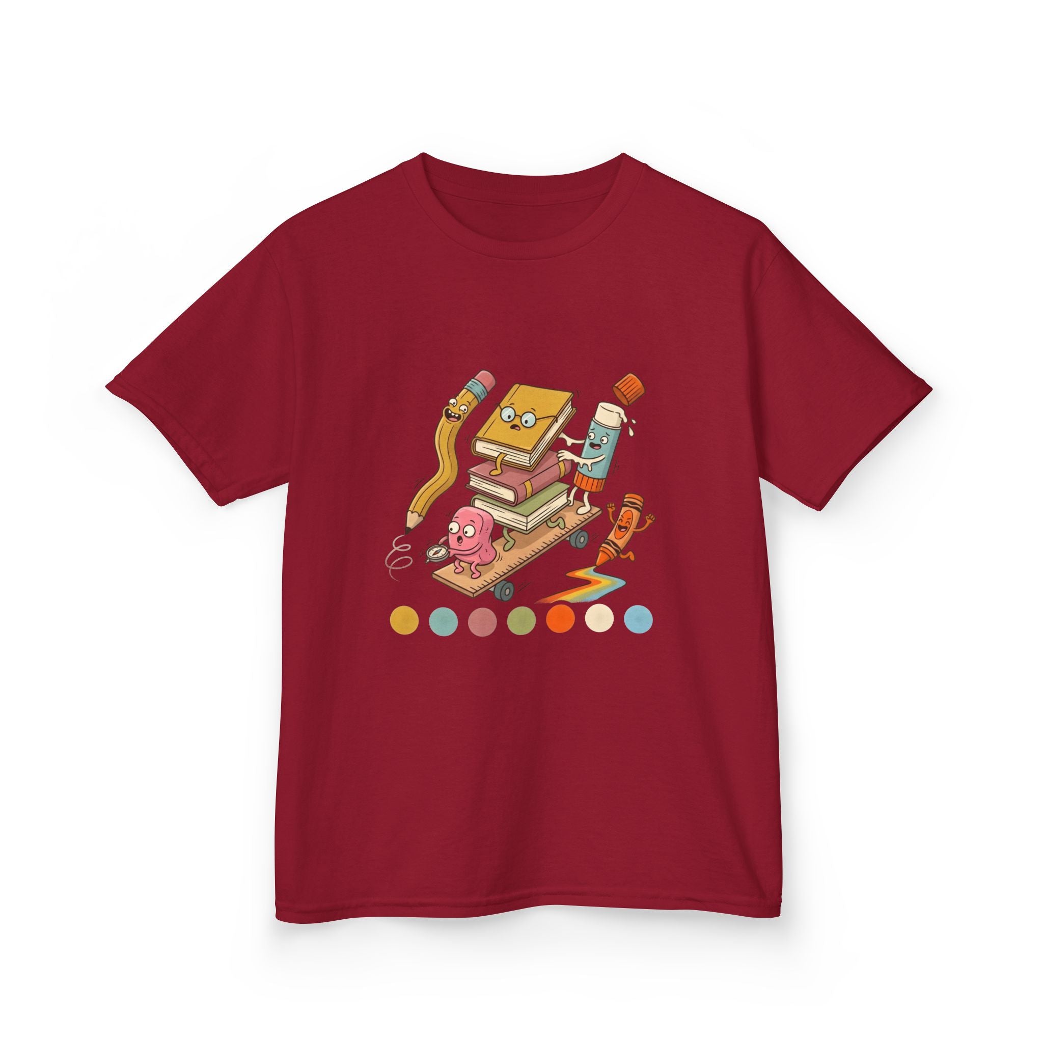 Kids T-Shirt - Cute Cartoon School Supplies | Back to School 2026