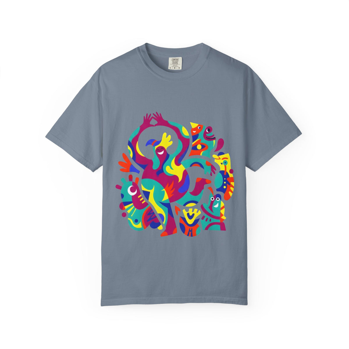 Garment-Dyed T-shirt - Joyful Abstract Creatures | Whimsical Graphic