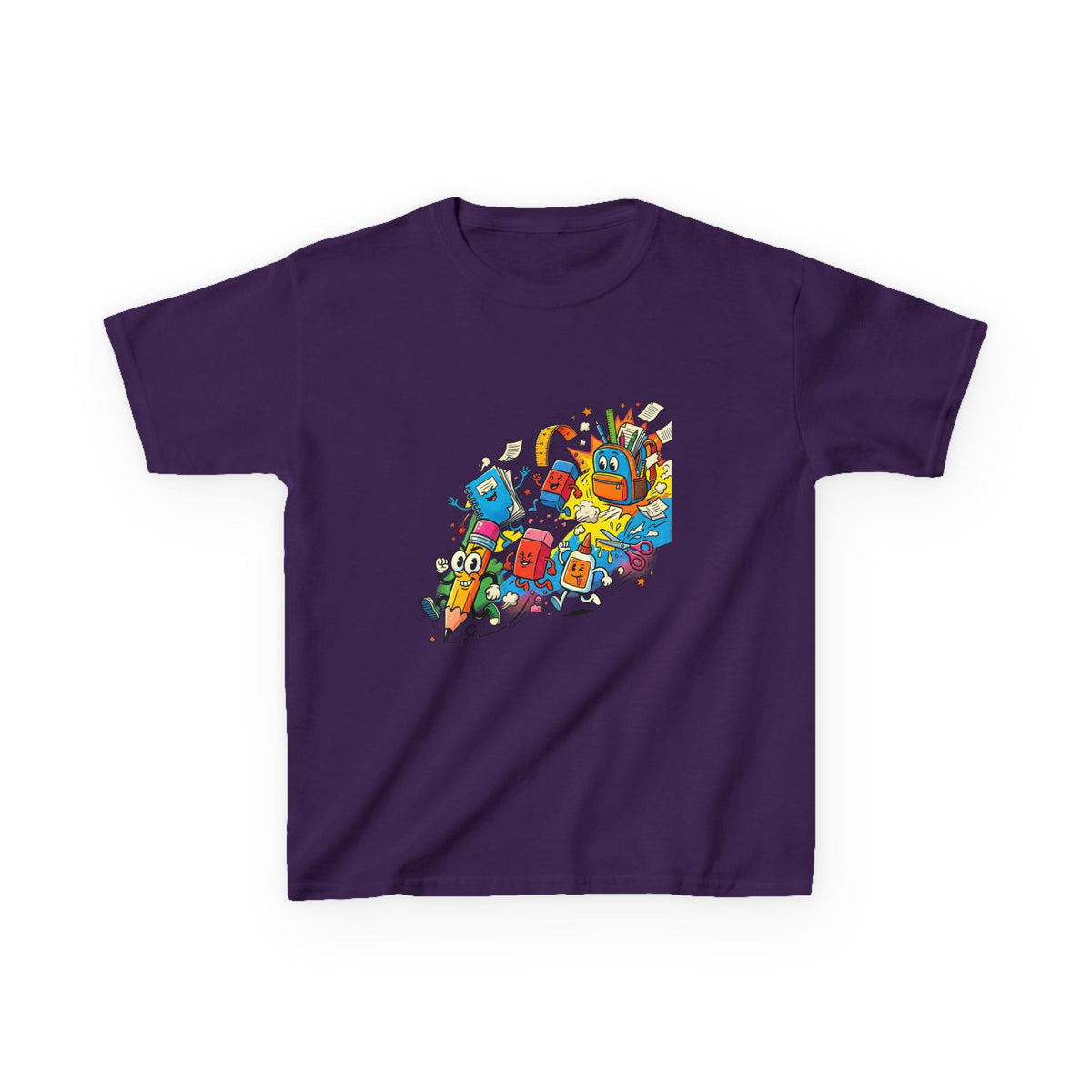 Kids Back to School 2026 Tee - Cartoon School Supplies