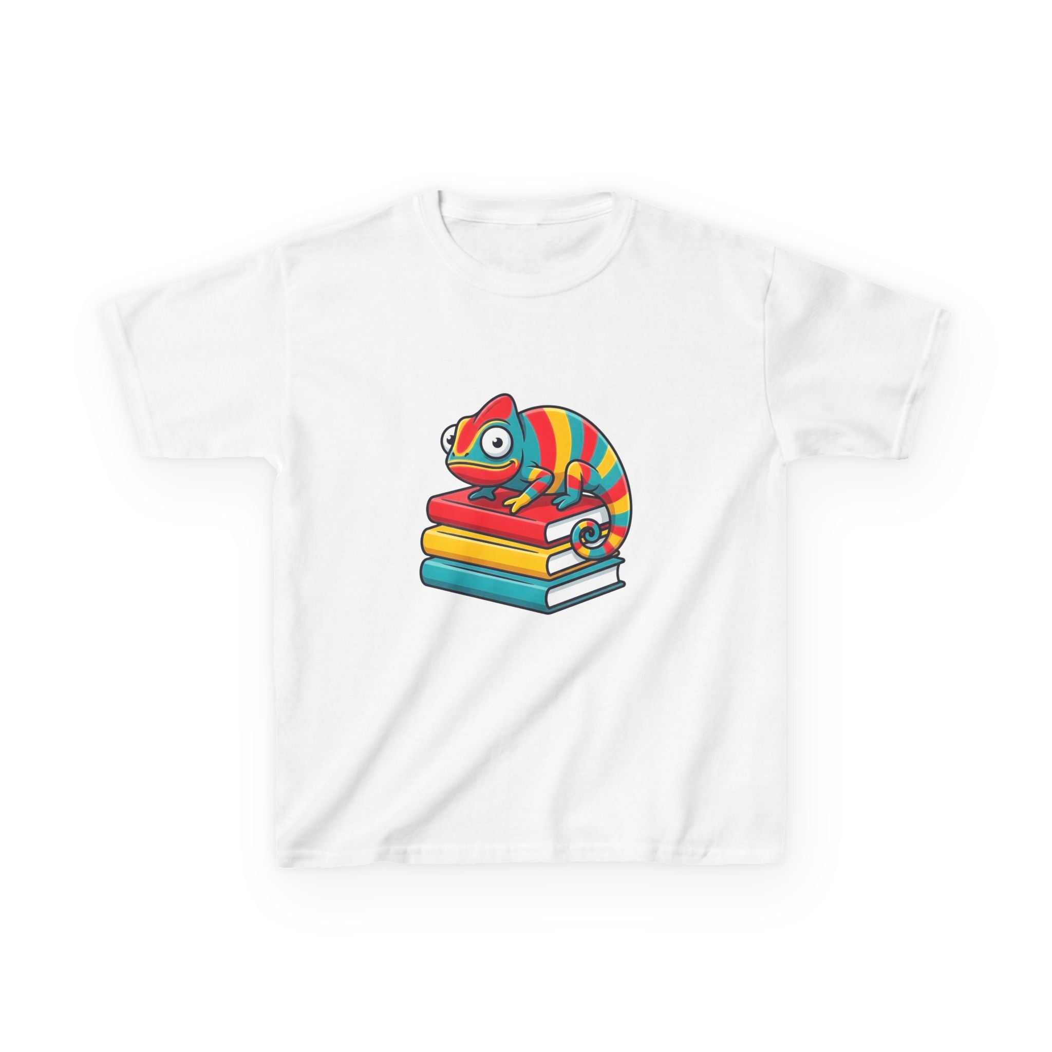 Kids T-Shirt - Whimsical Chameleon Reading Books | School Tee