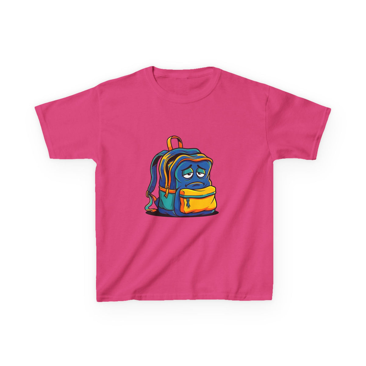 Kids Heavy Cotton Tee - Sad Backpack Cartoon | Back to School 2026