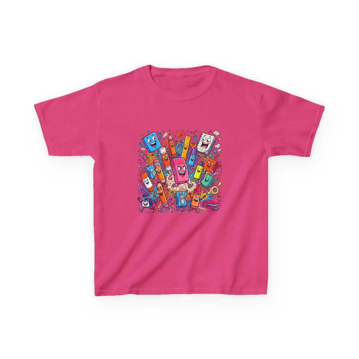 Kids T-Shirt - Cartoon School Supplies Doodle | Back to School