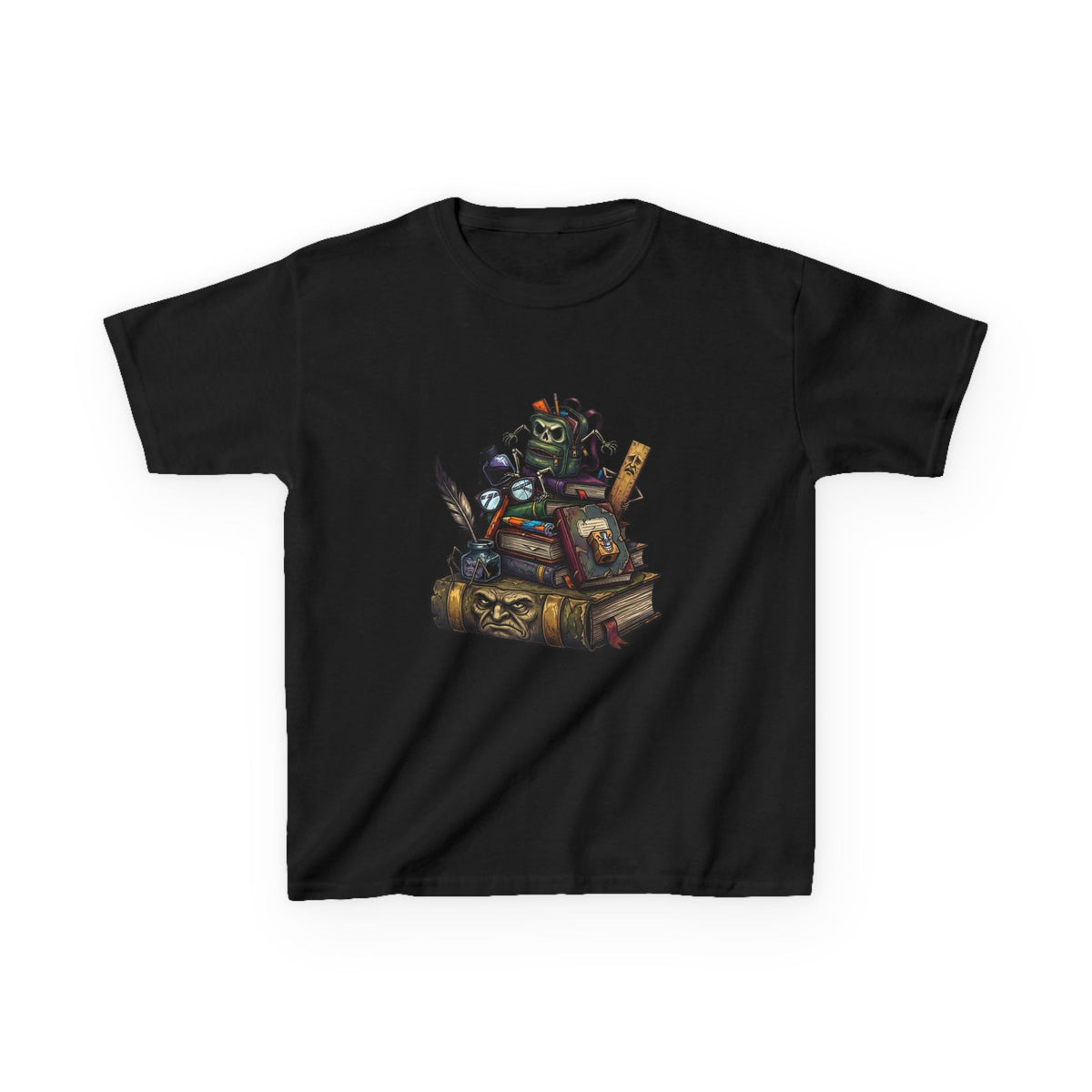Kids Dark Academia Tee - Macabre School Supplies Skull