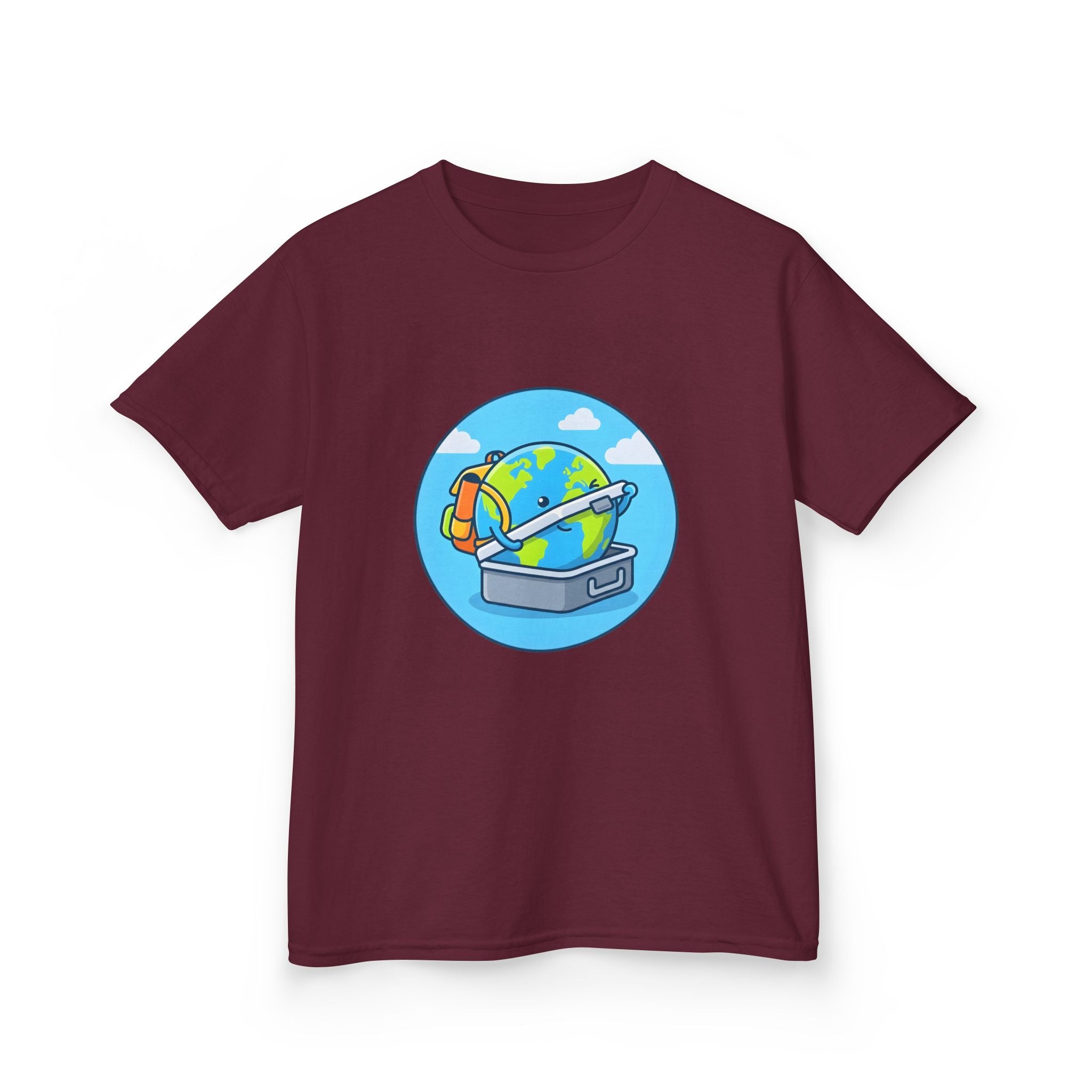 Kids Tee - Cute Earth Travel & School Cartoon Shirt | Adventure