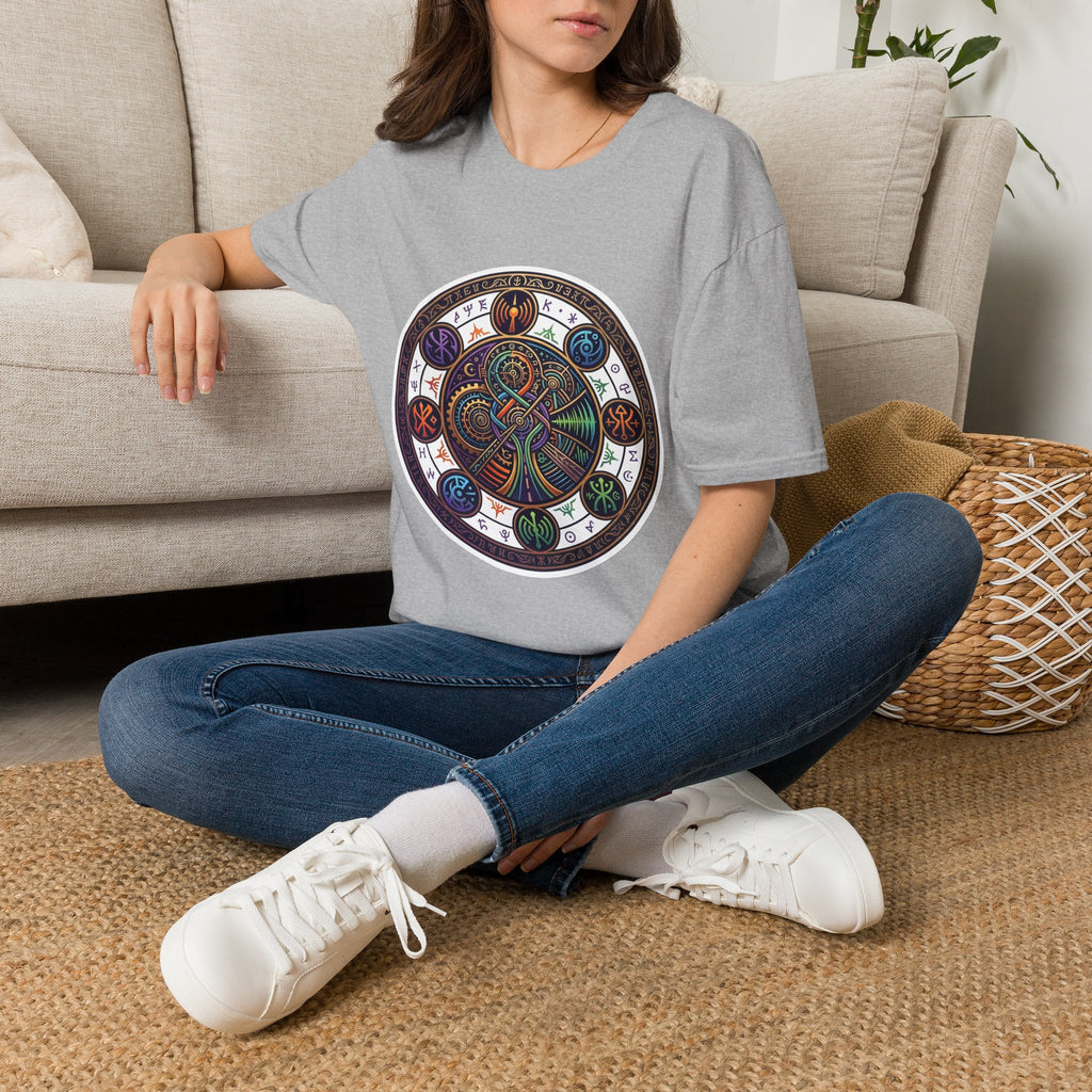 Unisex Steampunk T-Shirt - Ornate Mystical Mandala & Gears