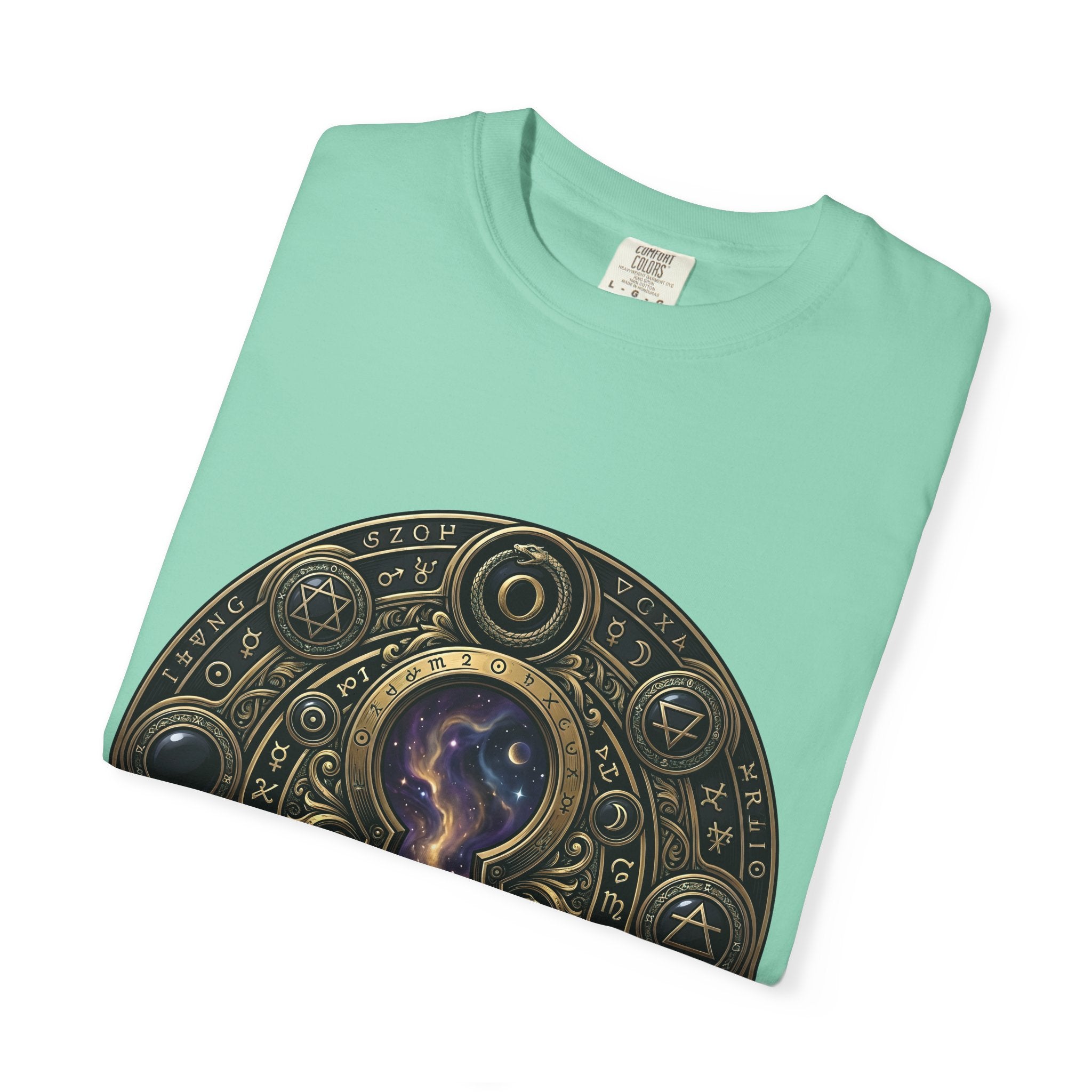 T-shirt - Celestial Keyhole Galaxy | Occult Alchemical Gold