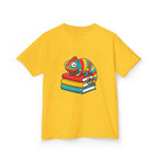 Kids T-Shirt - Whimsical Chameleon Reading Books | School Tee