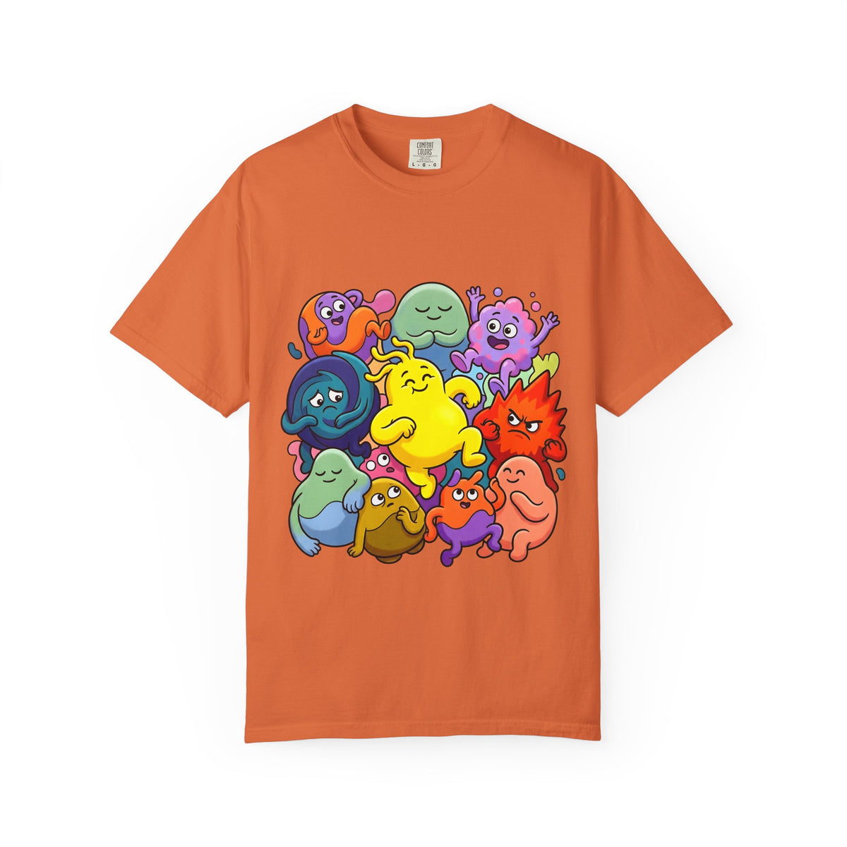 Unisex Garment-Dyed T-Shirt - Diverse Emotional Cartoon Creatures