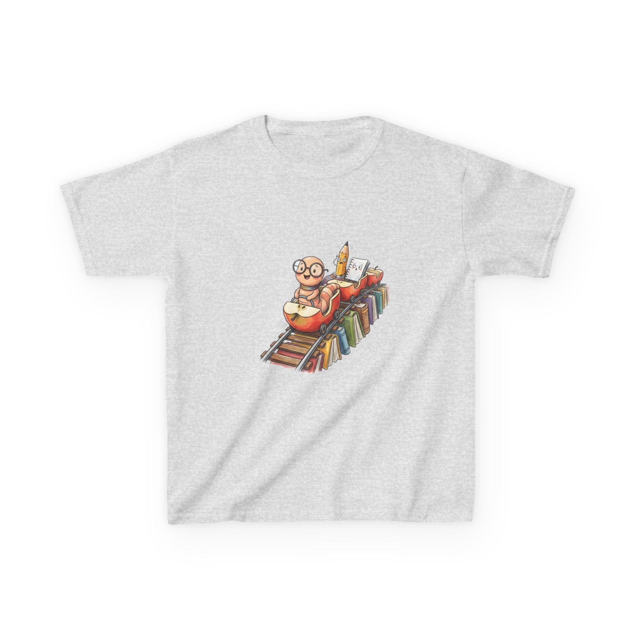 Kids Learning Train Tee - Whimsical Bookworm Education Shirt