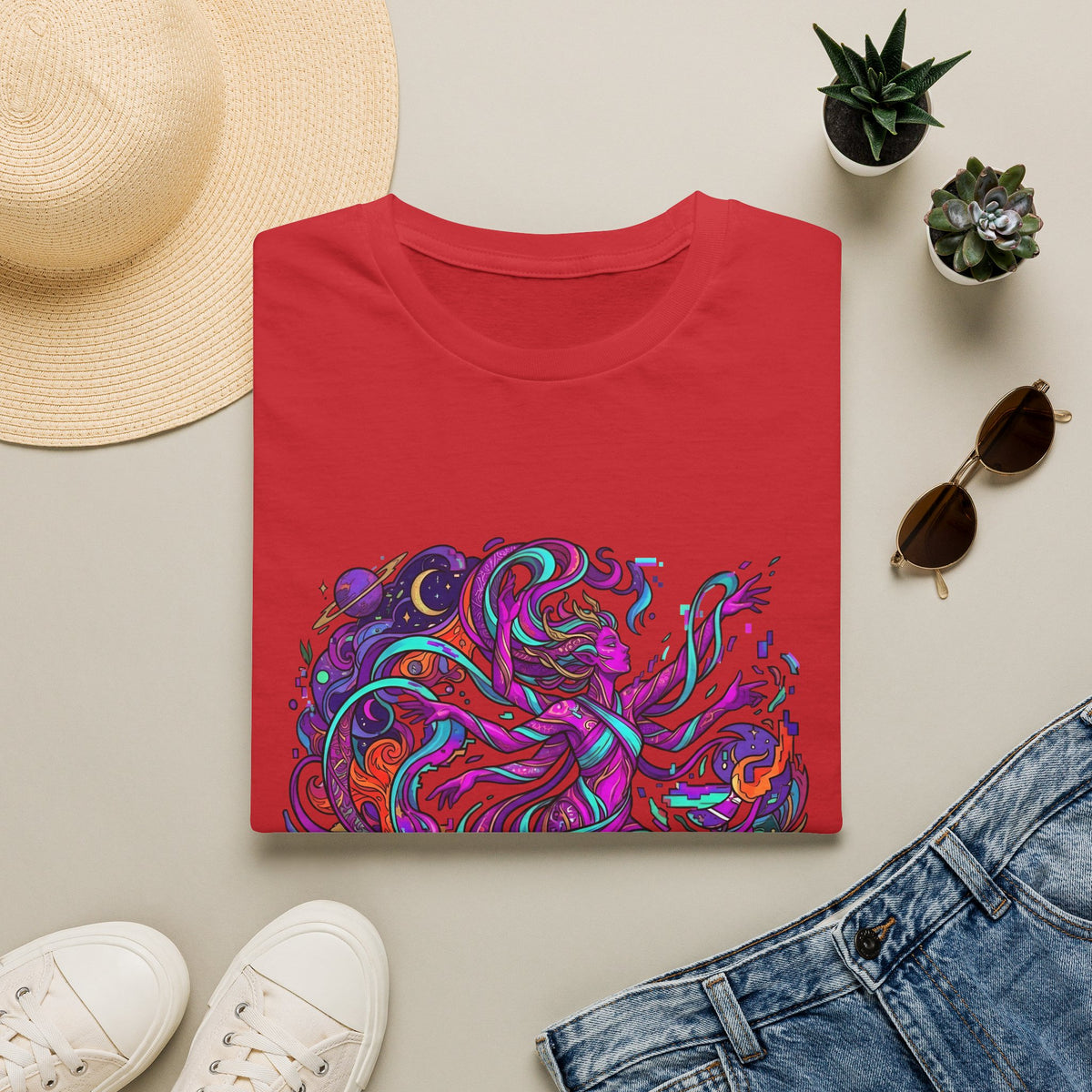 T-Shirt - Vibrant Psychedelic Cosmic Goddess Spiritual Flow
