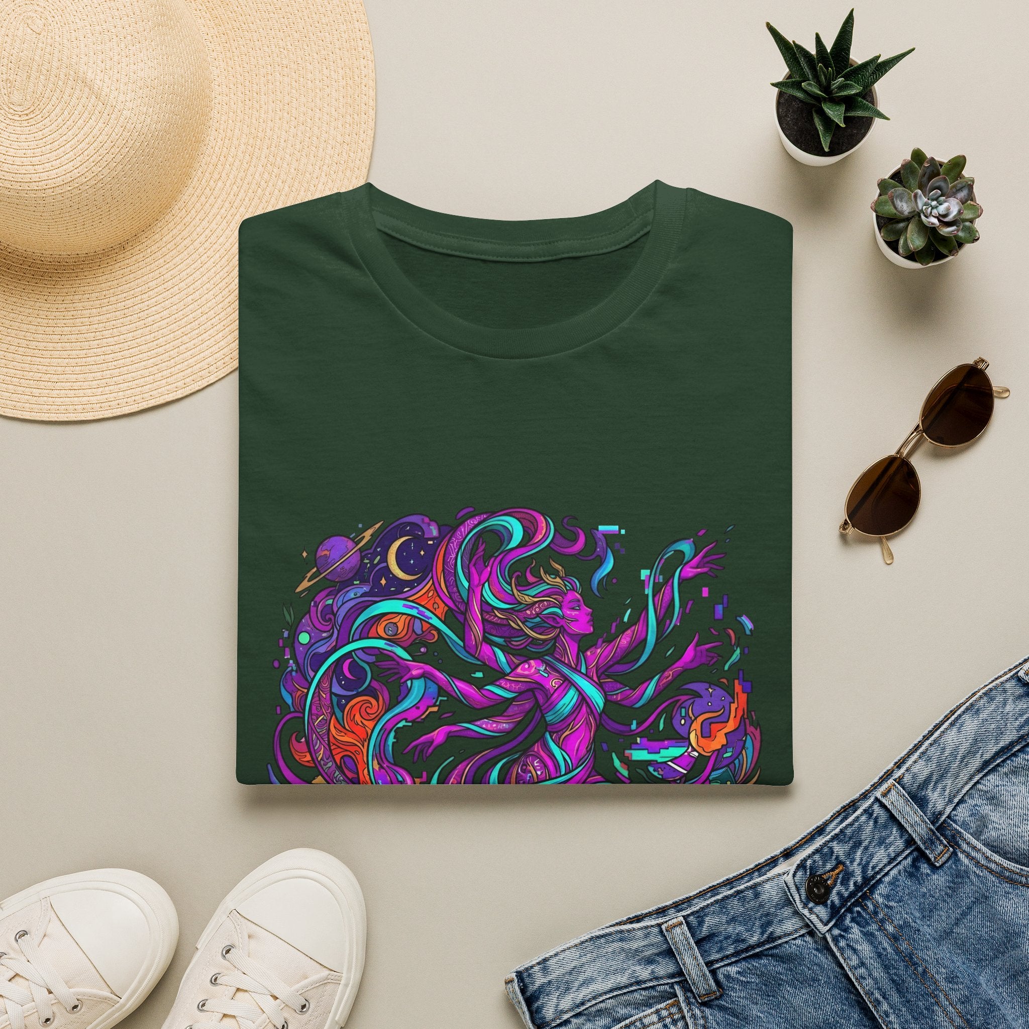 T-Shirt - Vibrant Psychedelic Cosmic Goddess Spiritual Flow