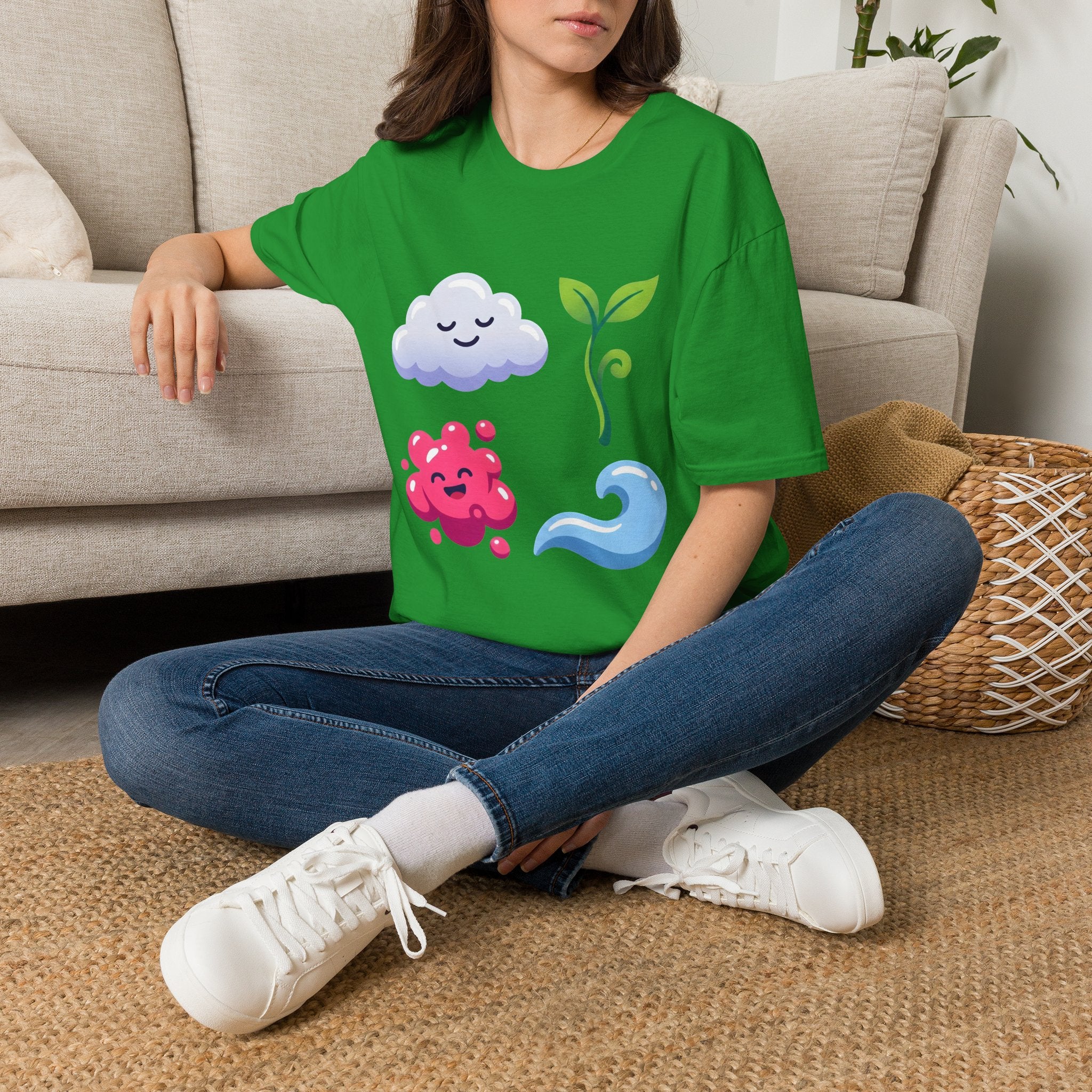 Cute Nature T-Shirt - Whimsical Cloud Sprout Wave Design | Unisex