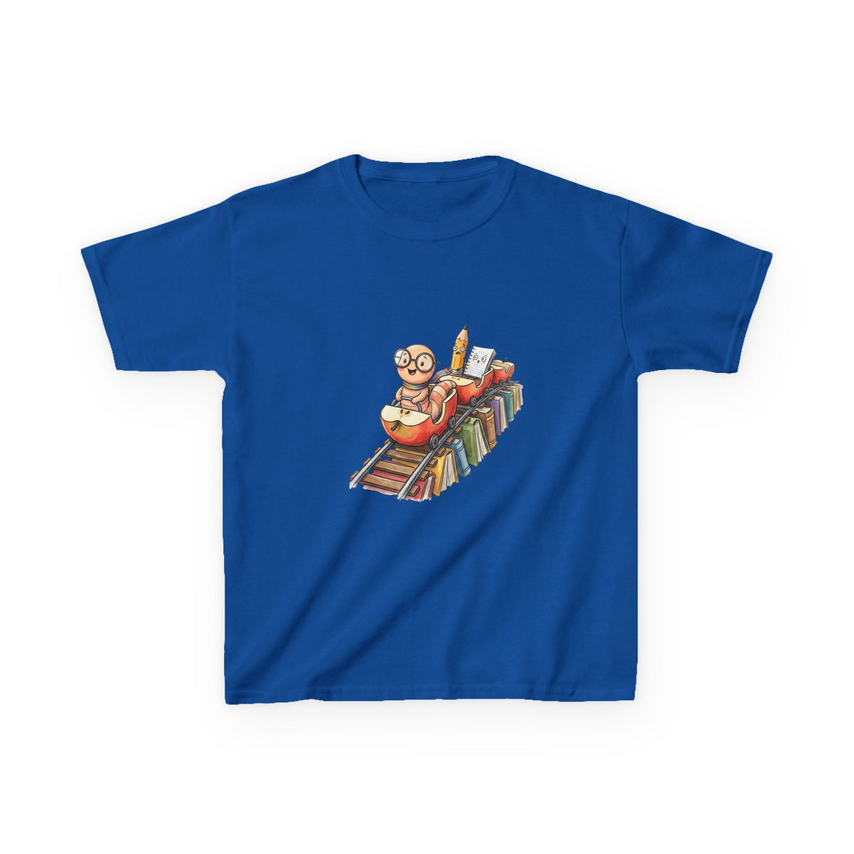 Kids Learning Train Tee - Whimsical Bookworm Education Shirt