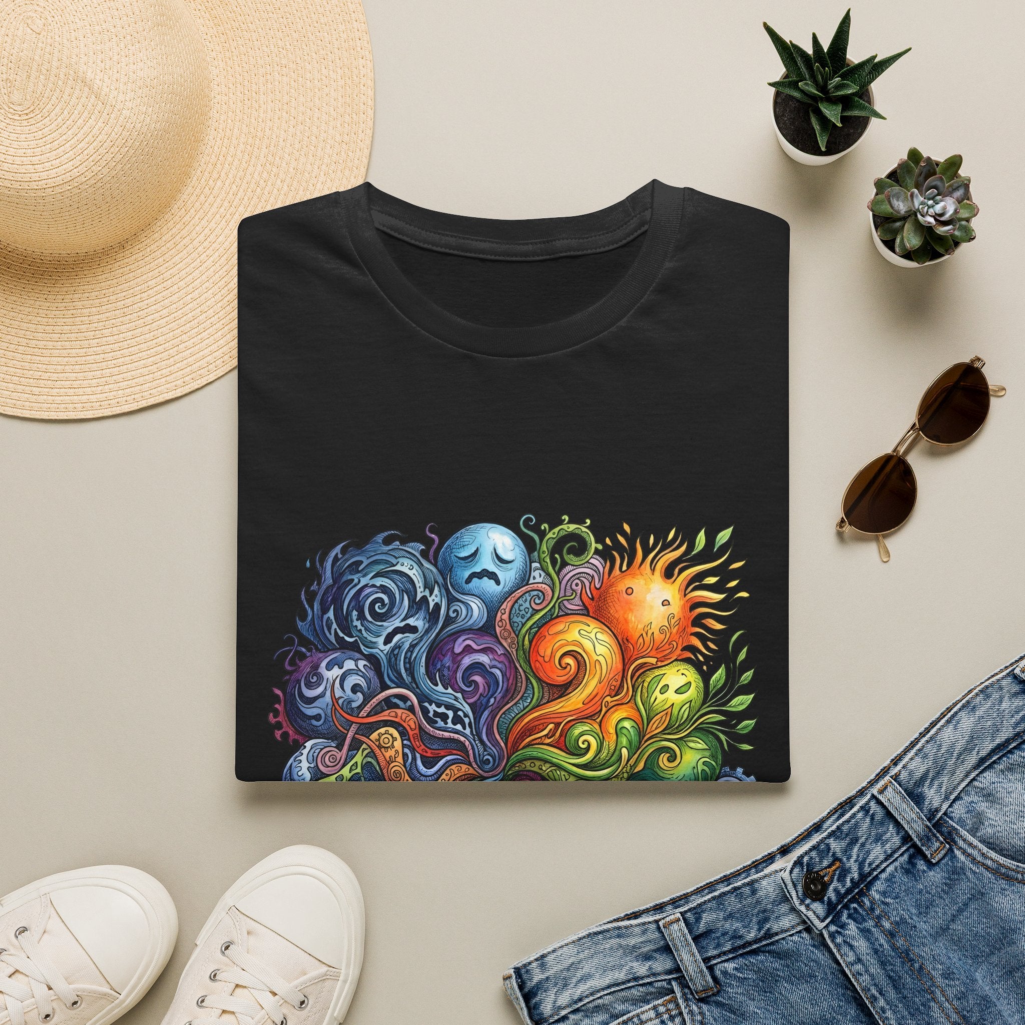 Abstract T-Shirt - Whimsical Watercolor Mandala | Surreal Figures