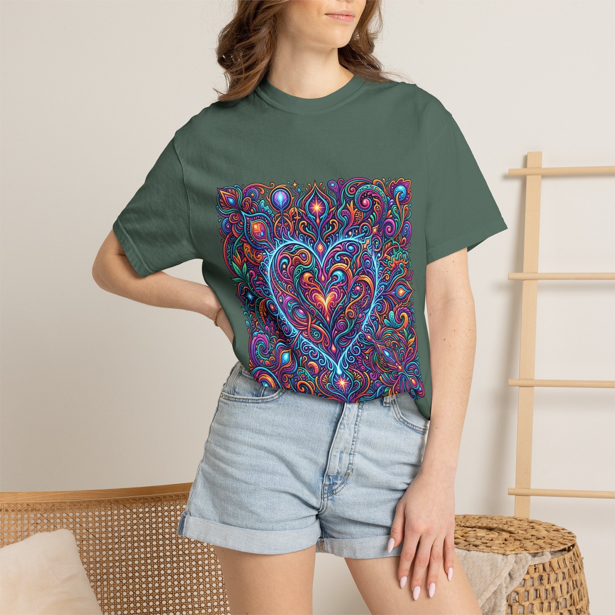 Unisex Garment-Dyed T-shirt - Cosmic Love | Psychedelic Heart Art