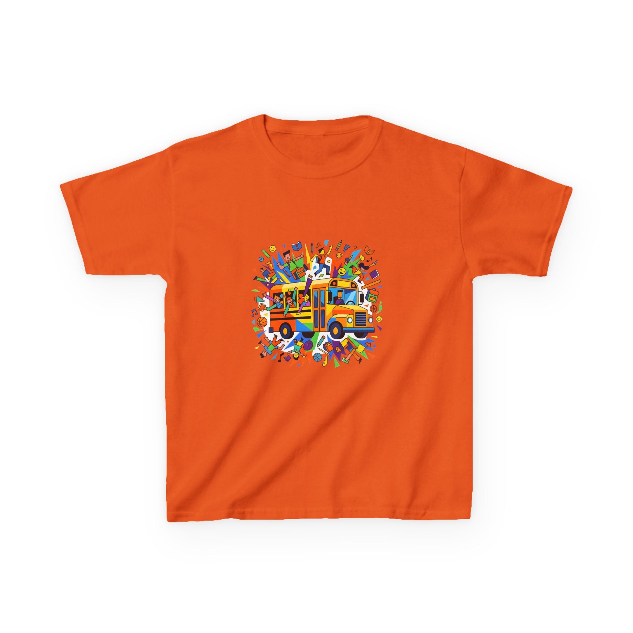 Kids Back to School Tee - Colorful School Bus & Student Shirt