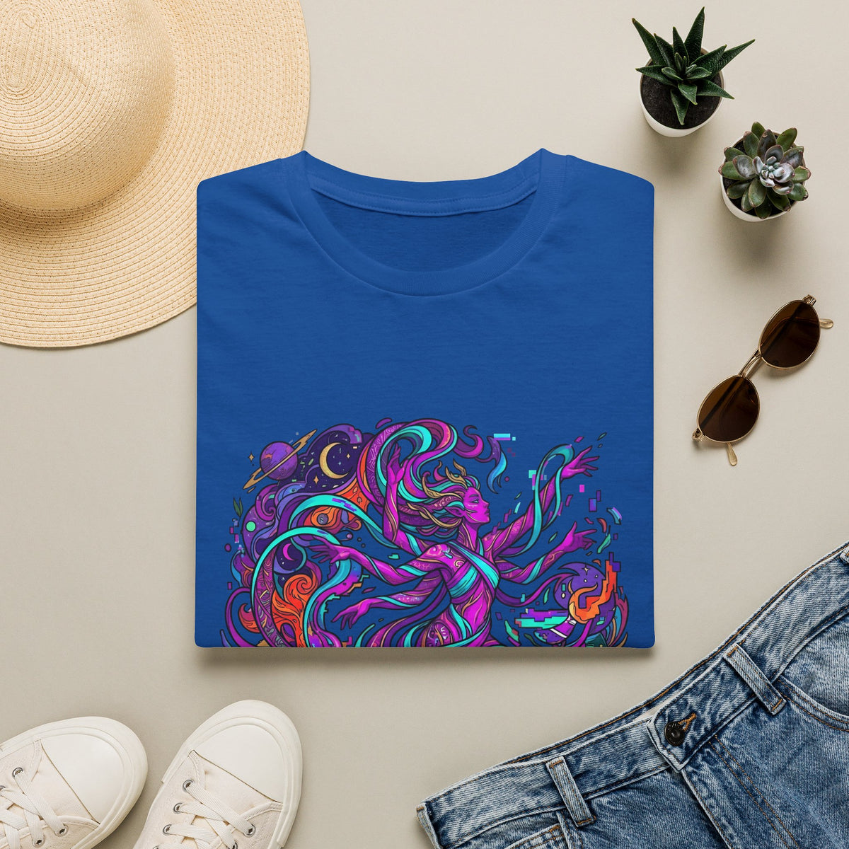 T-Shirt - Vibrant Psychedelic Cosmic Goddess Spiritual Flow