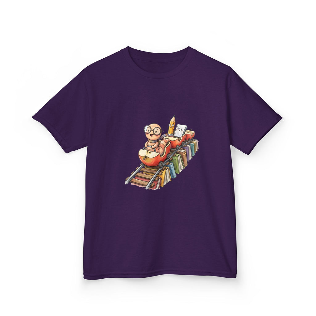 Kids Learning Train Tee - Whimsical Bookworm Education Shirt