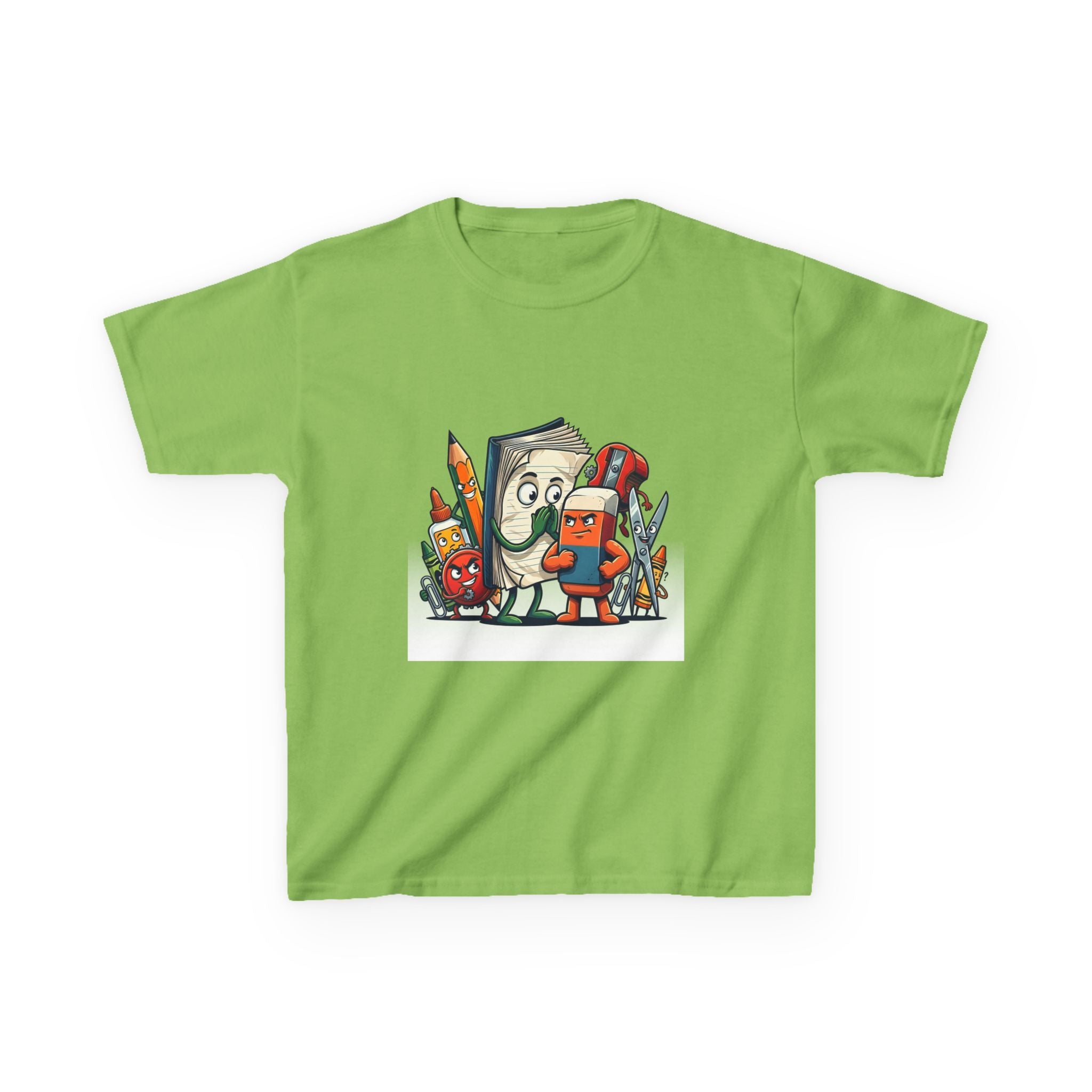 Kids Cartoon T-Shirt - Mischievous School Supplies & Stationery