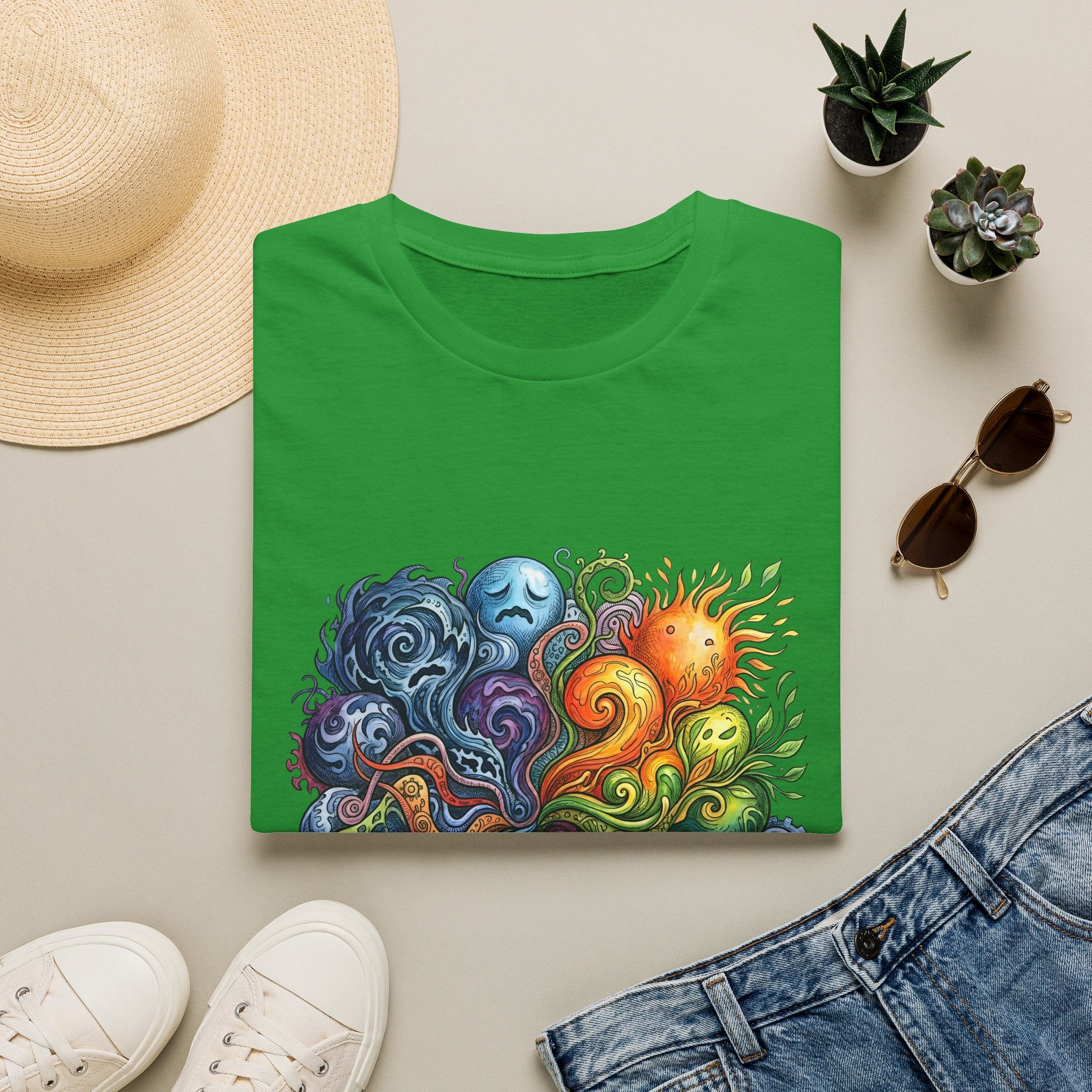 Abstract T-Shirt - Whimsical Watercolor Mandala | Surreal Figures
