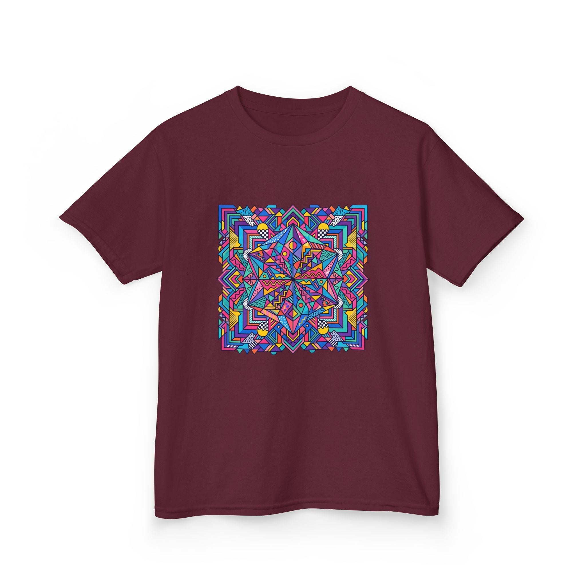 Kids Tee - Retro Geometric Kaleidoscope Abstract | 90s Aesthetic Top