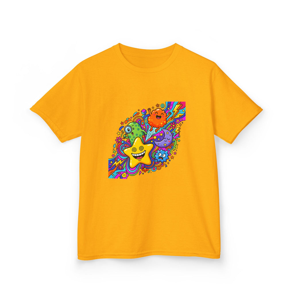 Kids Psychedelic Monster Tee - Vibrant Cartoon Doodle Shirt