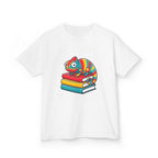 Kids T-Shirt - Whimsical Chameleon Reading Books | School Tee