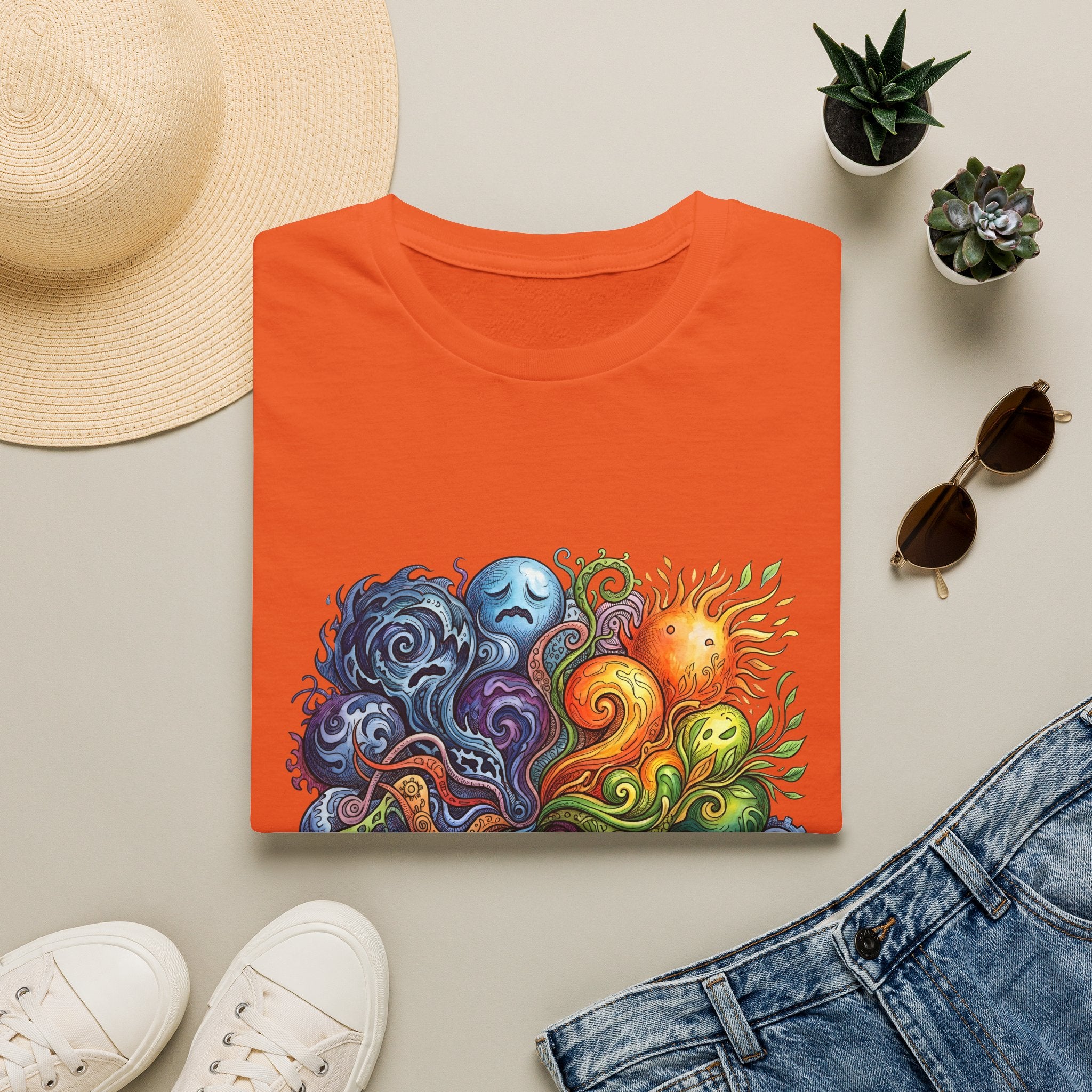 Abstract T-Shirt - Whimsical Watercolor Mandala | Surreal Figures