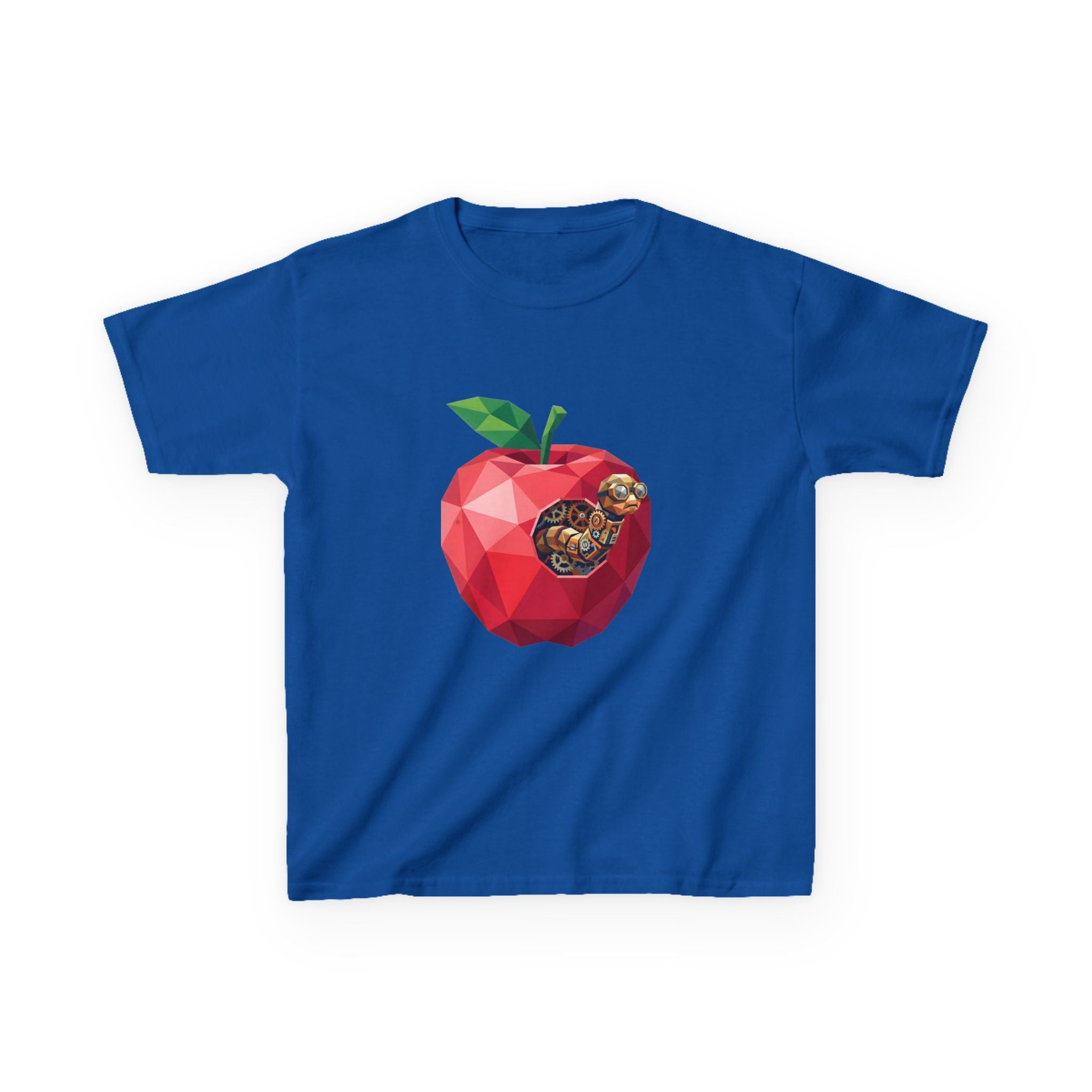 Kids Steampunk T-Shirt - Low Poly Geometric Mechanical Apple Worm