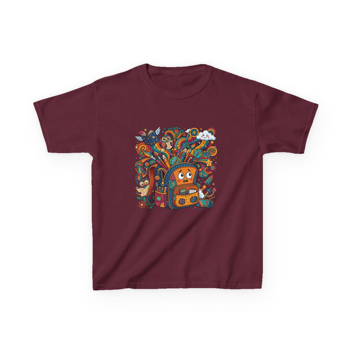 Kids Tee - Whimsical School Owl & Backpack | Back to School 2026
