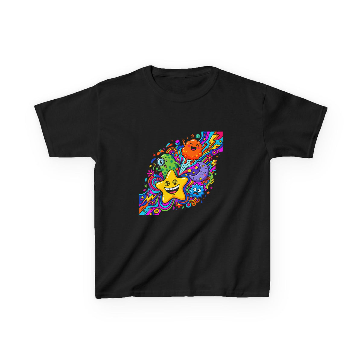 Kids Psychedelic Monster Tee - Vibrant Cartoon Doodle Shirt