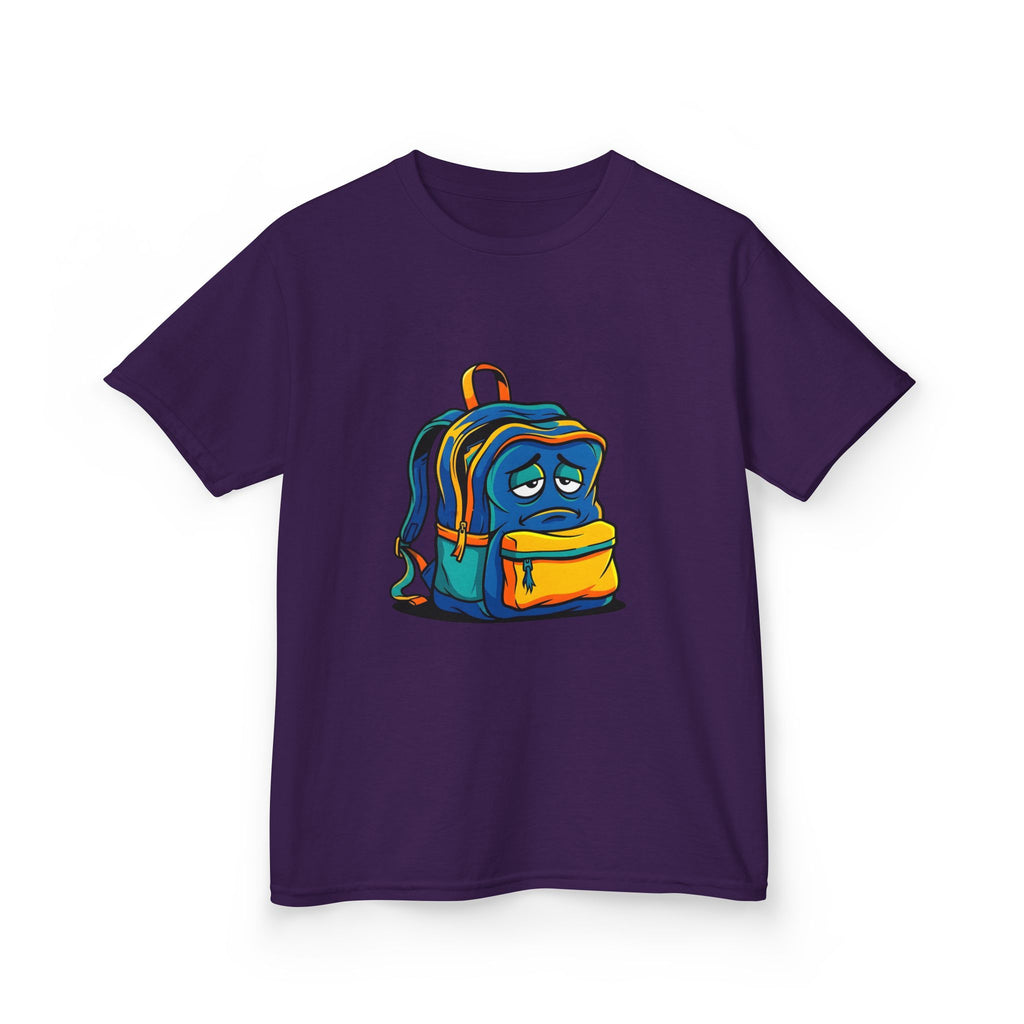 Kids Heavy Cotton Tee - Sad Backpack Cartoon | Back to School 2026