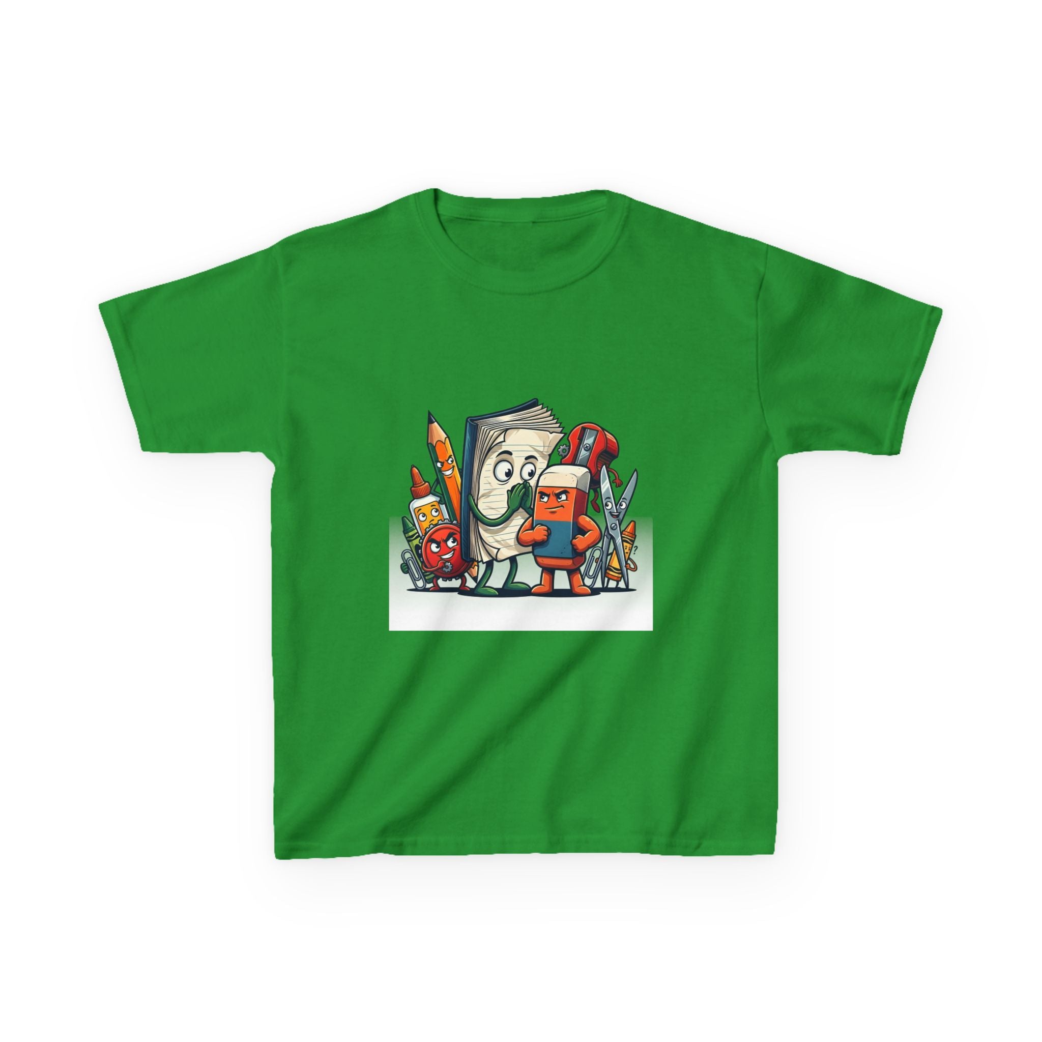 Kids Cartoon T-Shirt - Mischievous School Supplies & Stationery