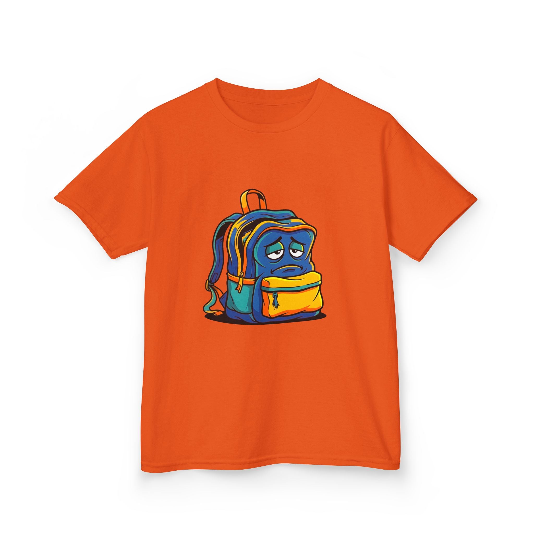 Kids Heavy Cotton Tee - Sad Backpack Cartoon | Back to School 2026