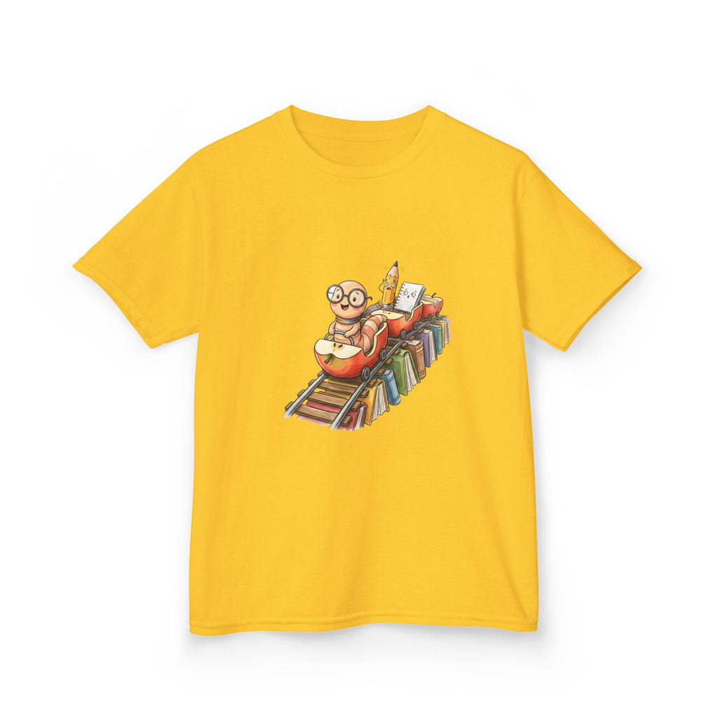 Kids Learning Train Tee - Whimsical Bookworm Education Shirt