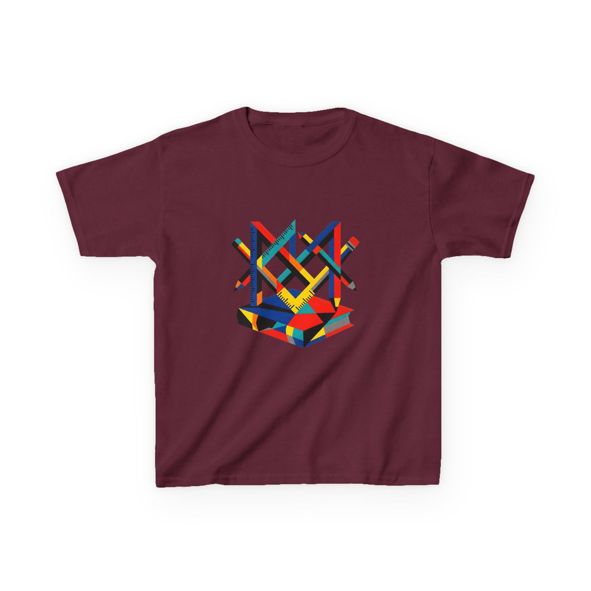 Kids Tee - Bauhaus Geometric Design Tools Graphic | Primary Colors