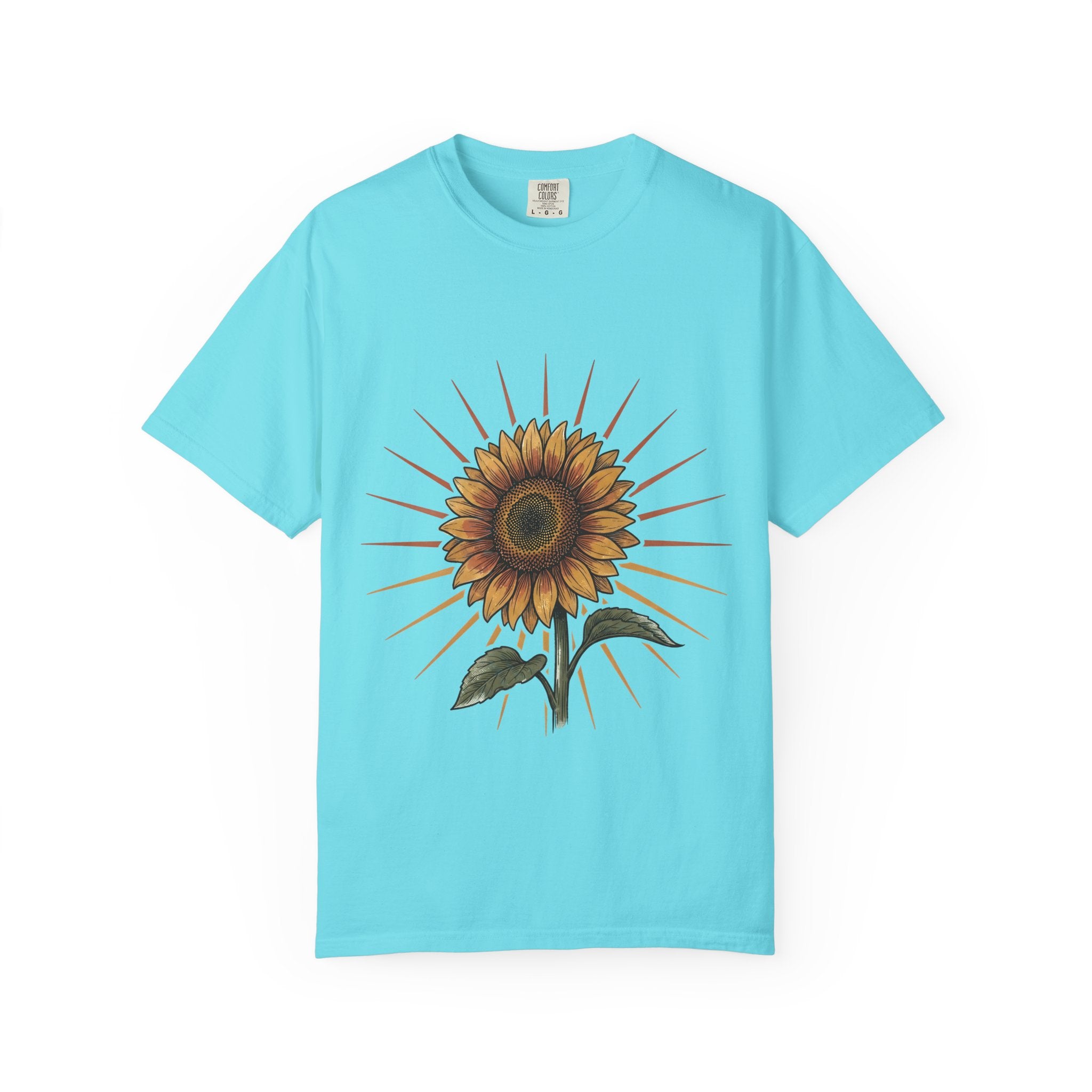 Sunflower T-shirt - Vintage Botanical Line Art | Comfort Colors