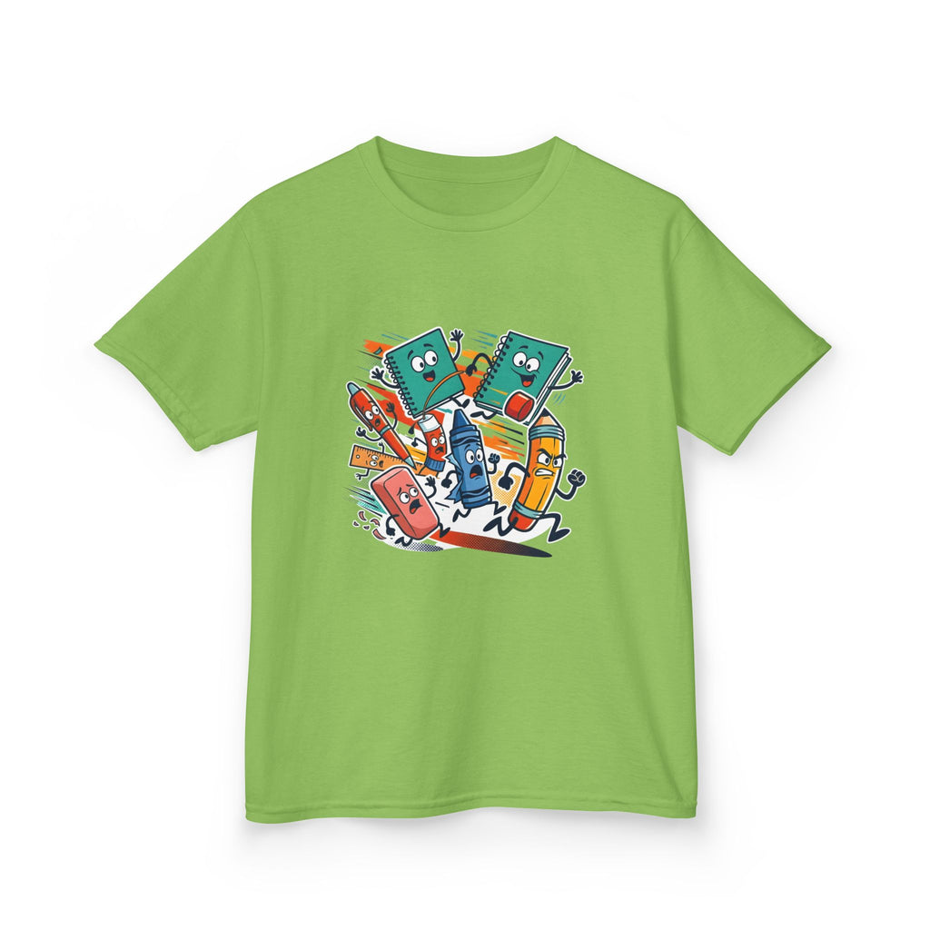 Kids Back to School Tee - Playful School Supplies Cartoon