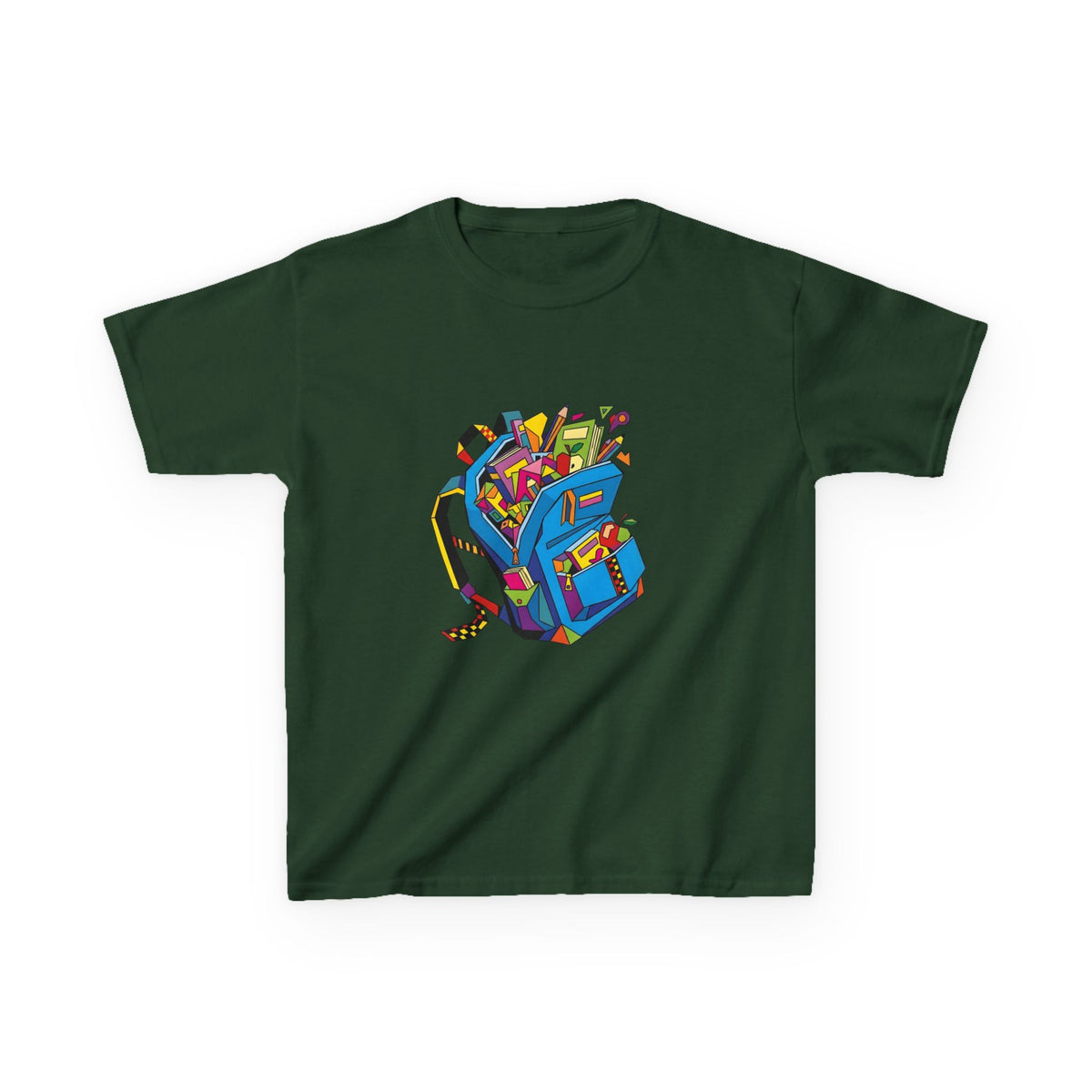 Kids Tee - Vibrant Geometric School Supplies Cartoon | Back to School