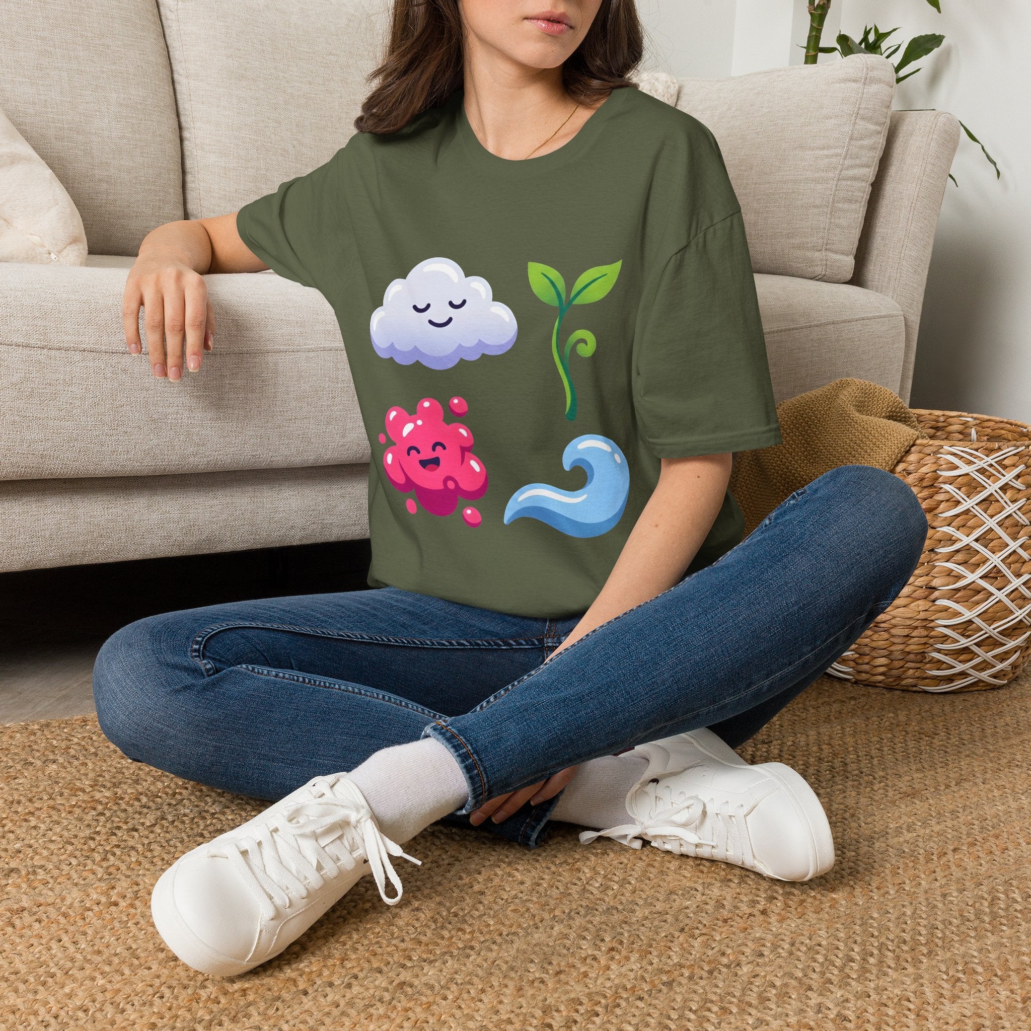Cute Nature T-Shirt - Whimsical Cloud Sprout Wave Design | Unisex