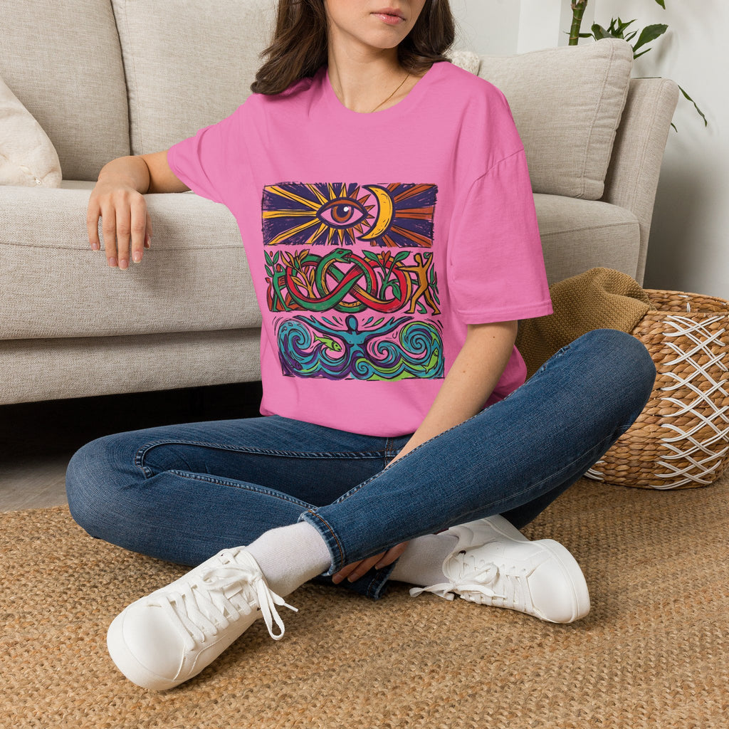 Unisex T-Shirt - Cosmic Folk Art Eye & Snake | Spiritual Nature
