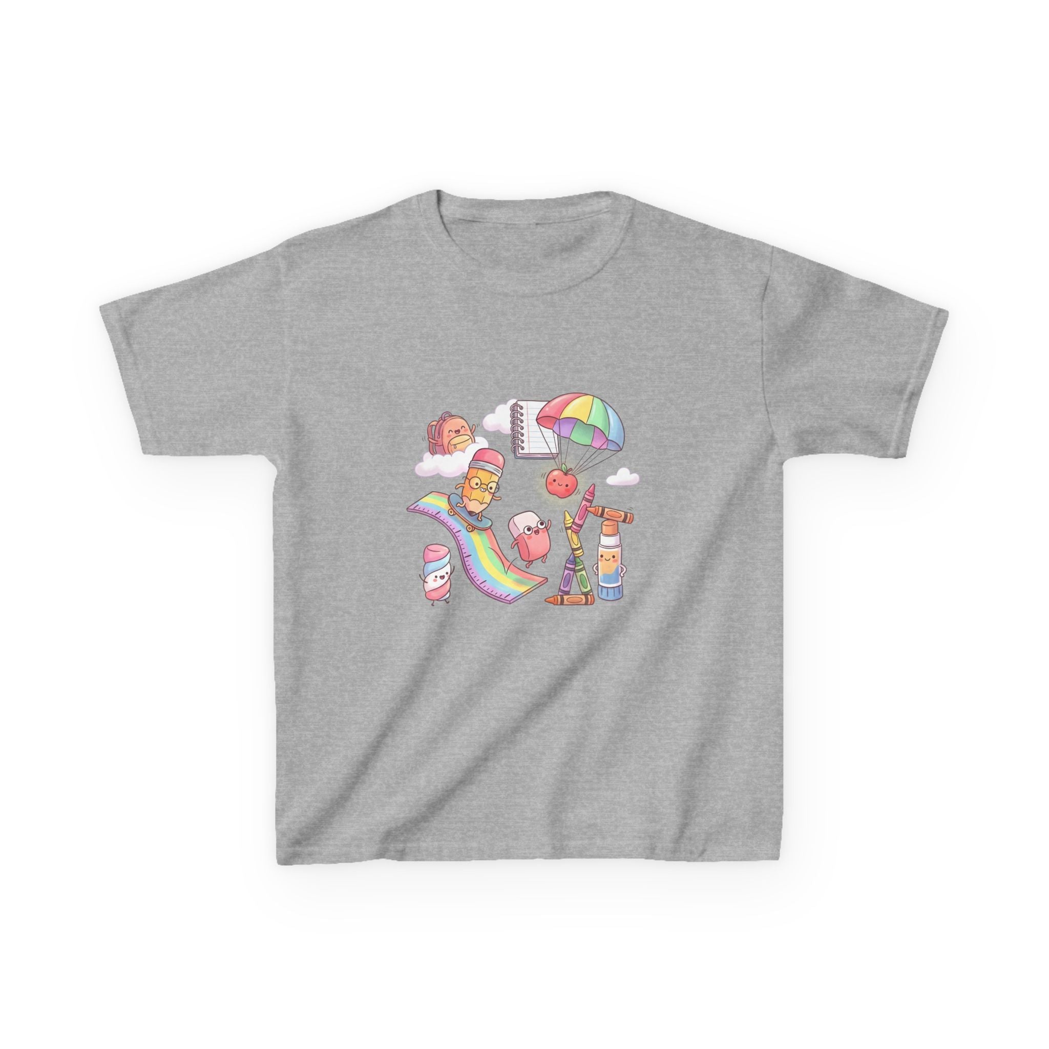 Kids Back to School Tee - Cute Faces School Supplies | Rainbow 2026