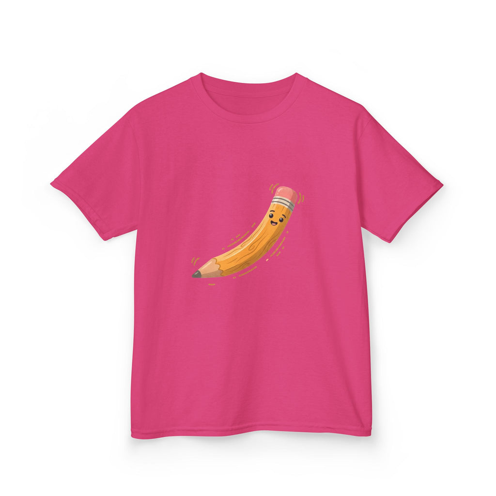 Kids Heavy Cotton Tee - Happy Animated Pencil School Supply | Back to