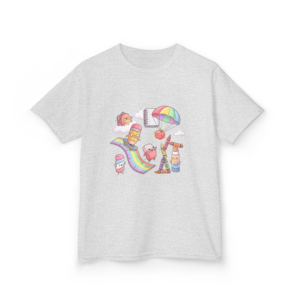 Kids Back to School Tee - Cute Faces School Supplies | Rainbow 2026
