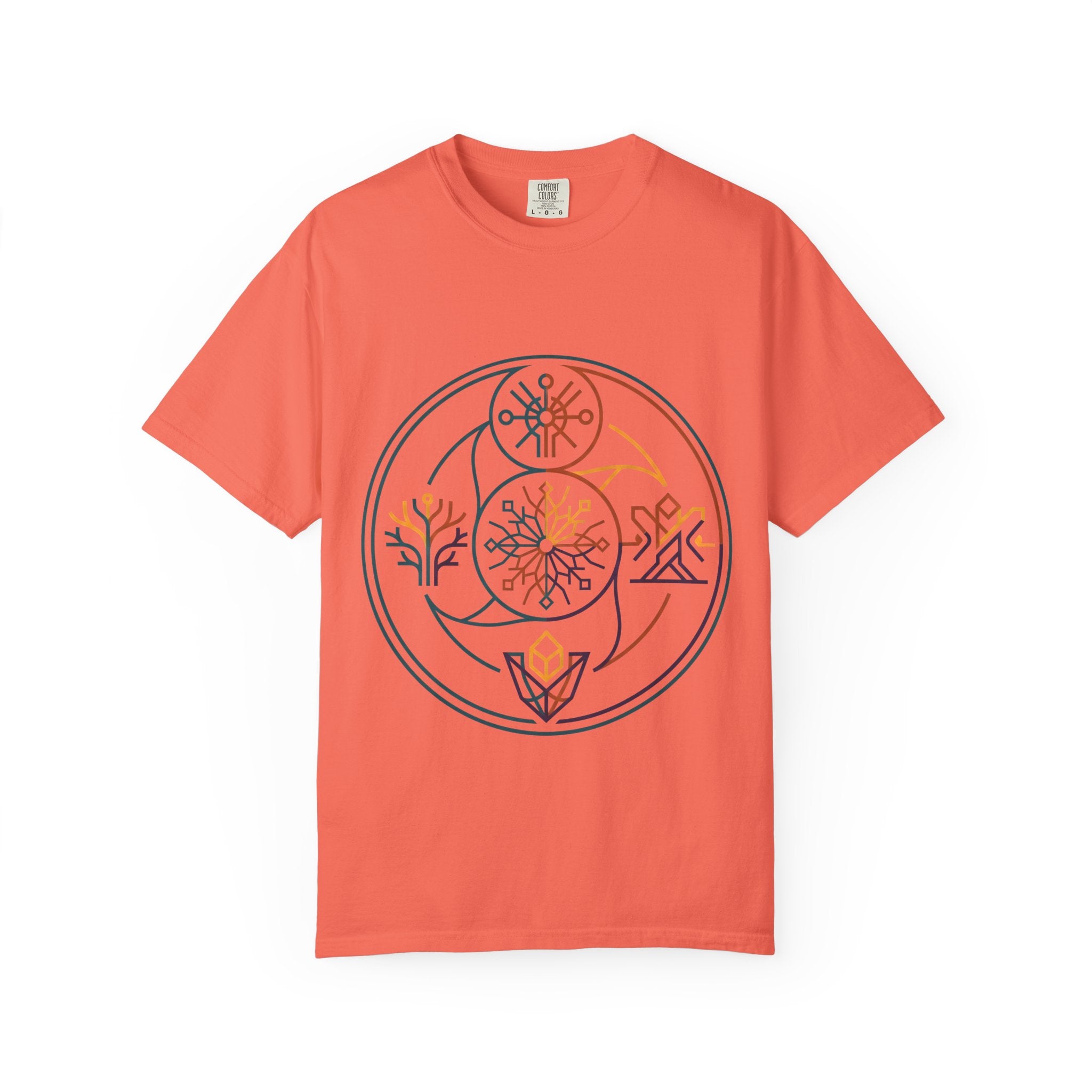 Unisex Garment-Dyed T-Shirt - Minimalist Geometric Nature Art