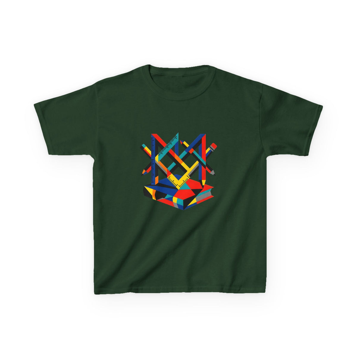 Kids Tee - Bauhaus Geometric Design Tools Graphic | Primary Colors