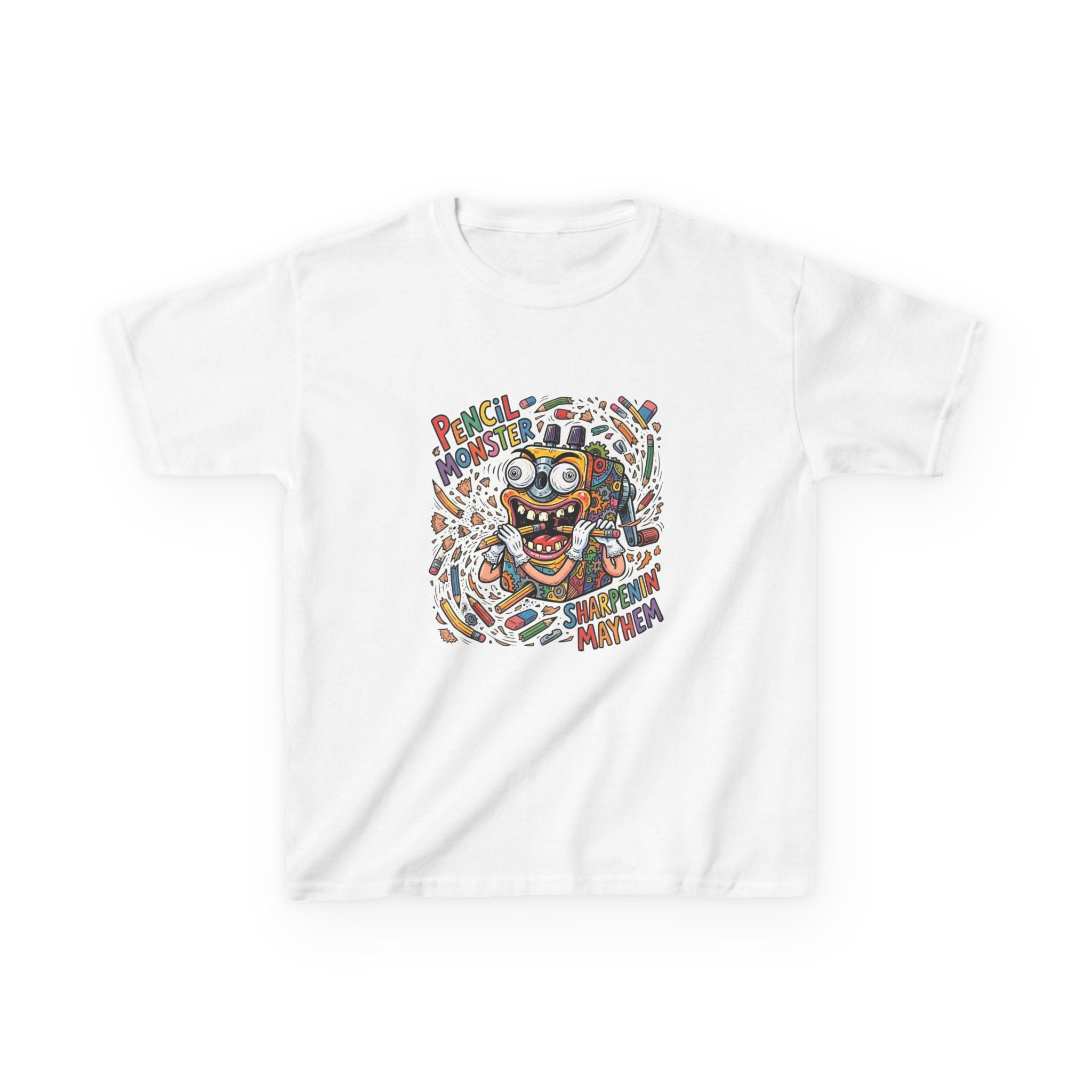 Kids Tee - Pencil Monster "Sharpenin' Mayhem" Cartoon | School
