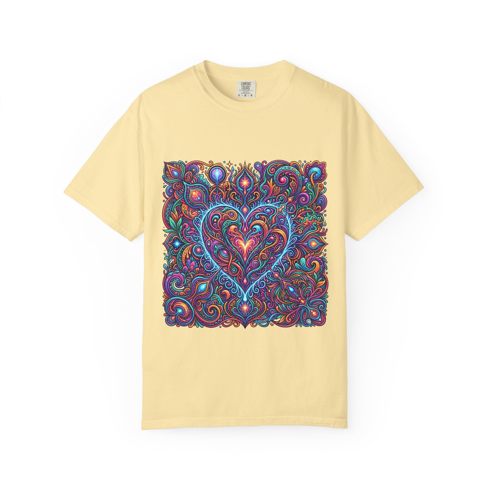 Unisex Garment-Dyed T-shirt - Cosmic Love | Psychedelic Heart Art