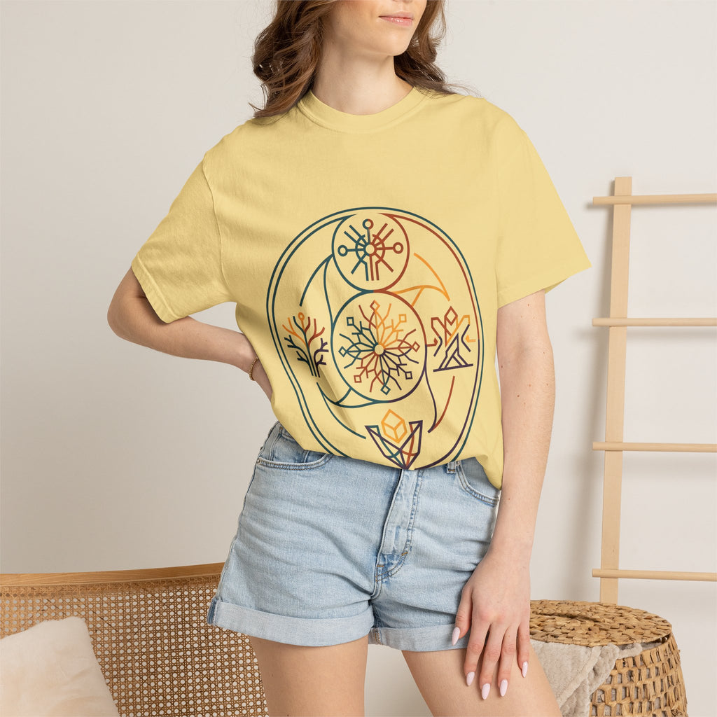 Unisex Garment-Dyed T-Shirt - Minimalist Geometric Nature Art